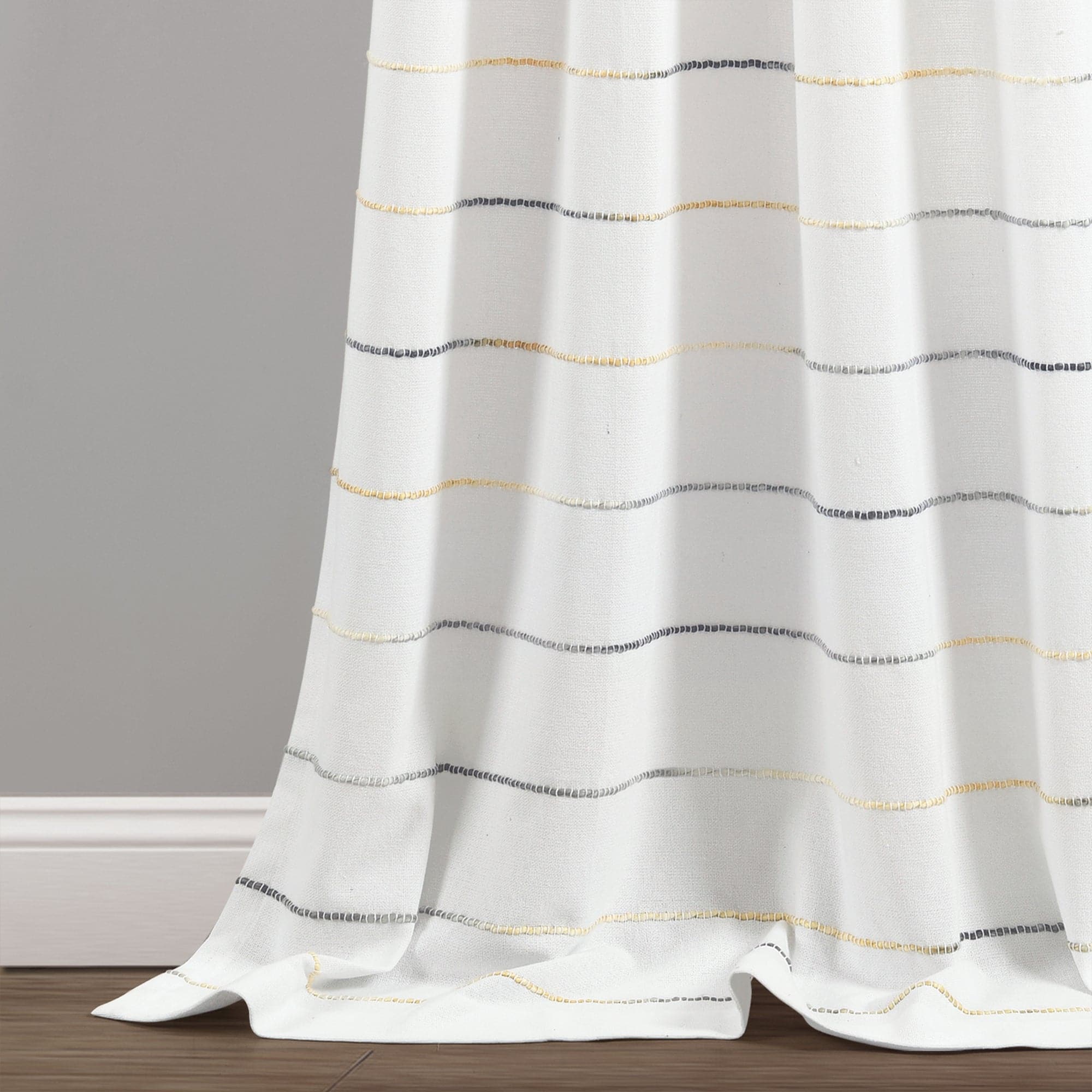 Ombre Stripe Yarn Dyed Recycled Cotton Blend Window Curtain Panel Set - Eco-Friendly Home Decor for Living Room & Bedroom