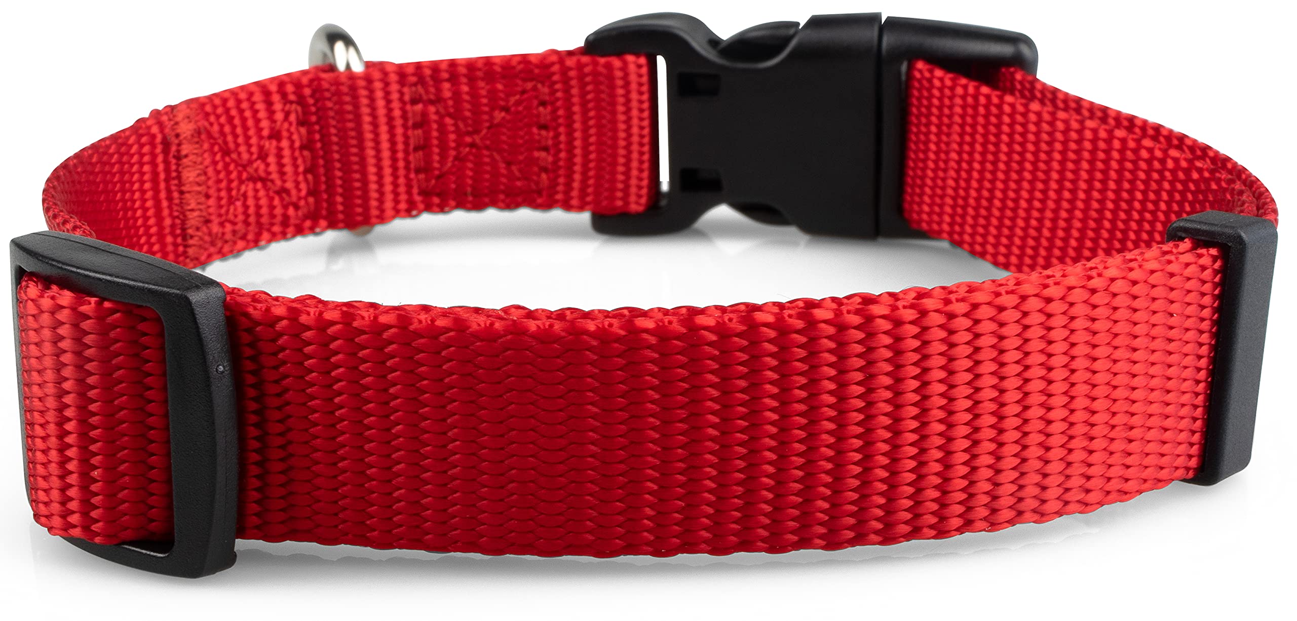Premium Red Dog Collar for Large Dogs - Durable Nylon Pet Collar with Metal Buckle - Perfect for Walking, Training & Outdoor Adventures