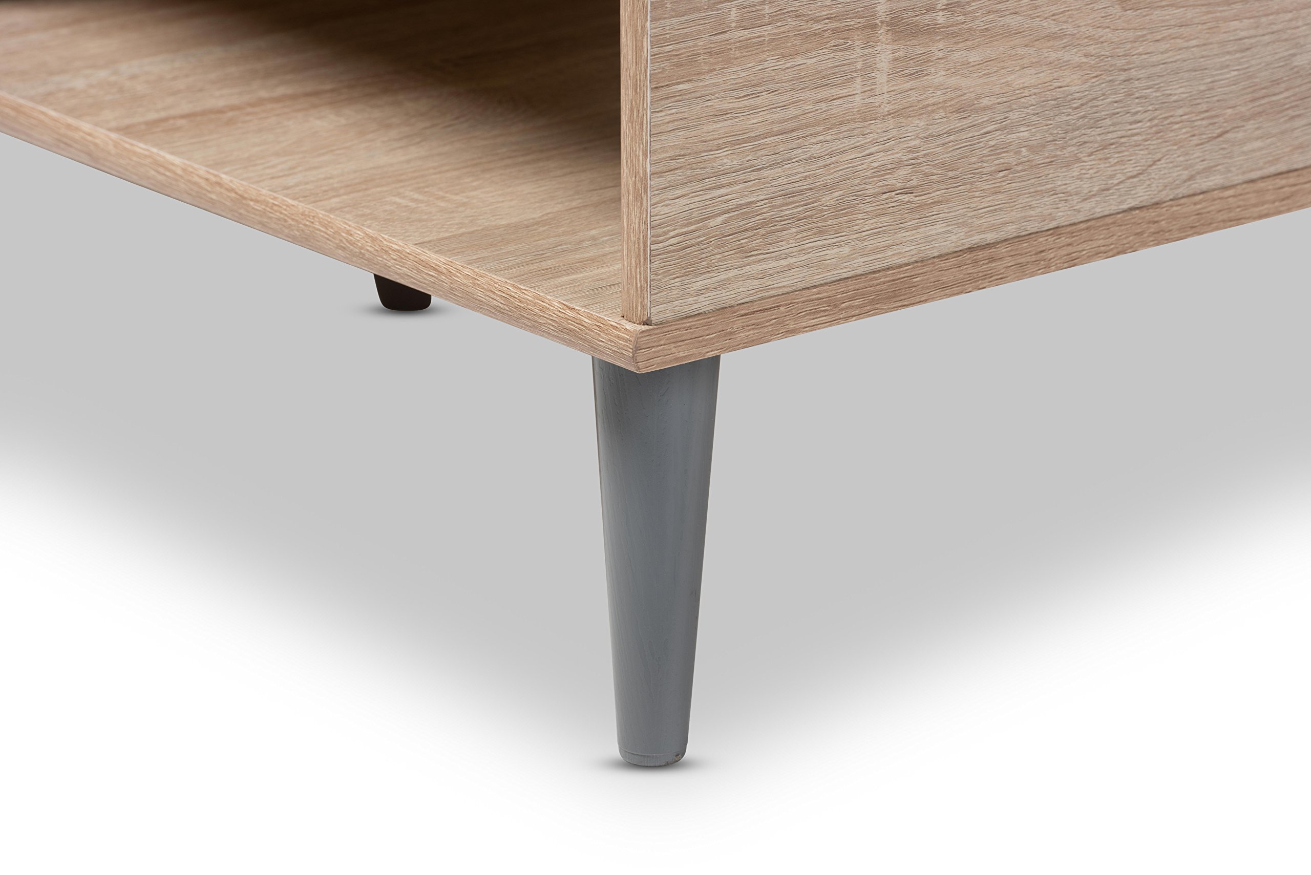 Baxton Studio Piotr Modern Coffee Table - Solid Oak Brown & Dark Gray Finish for Living Room, Lounge & Office Decor