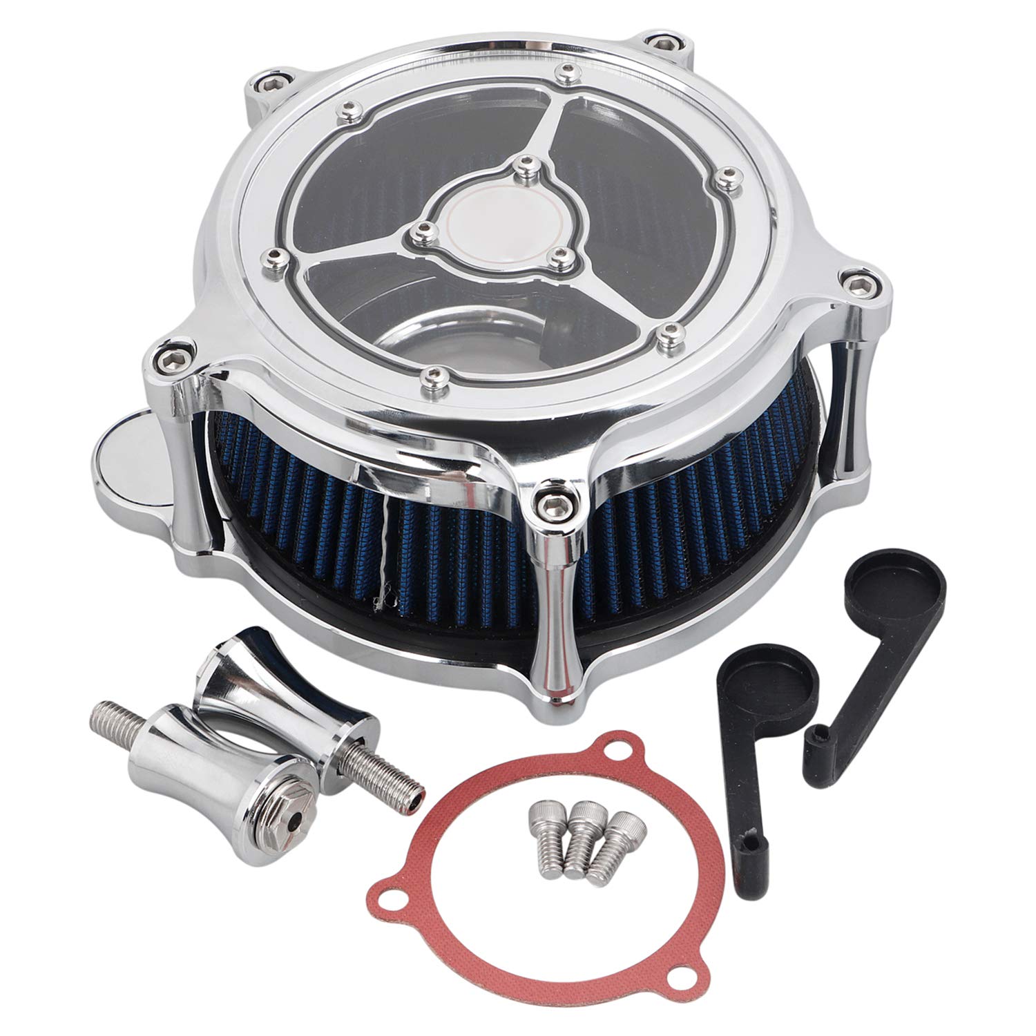 High-Performance CNC Chrome Intake Kit & Air Cleaner Filter for Harley Touring 2008-2016 & Softail 2016-2017 - Upgrade Your Motorcycle's Airflow for Better Performance on Long Rides & Cruising