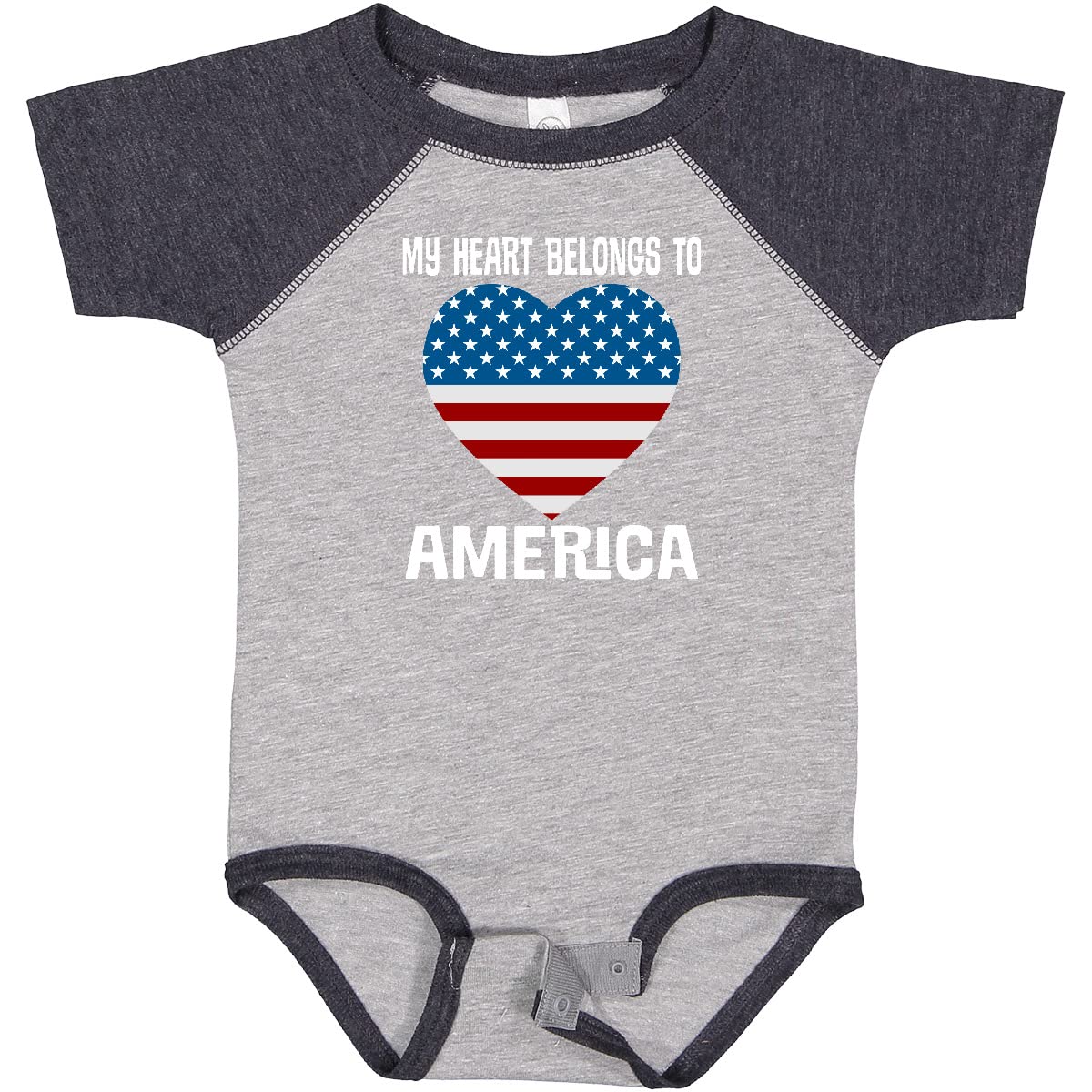 Inktastic USA Patriotic My Heart Belongs to America Baby Bodysuit - Cute American Flag Onesie for Infants & Toddlers - Perfect for 4th of July, Memorial Day & Patriotic Celebrations