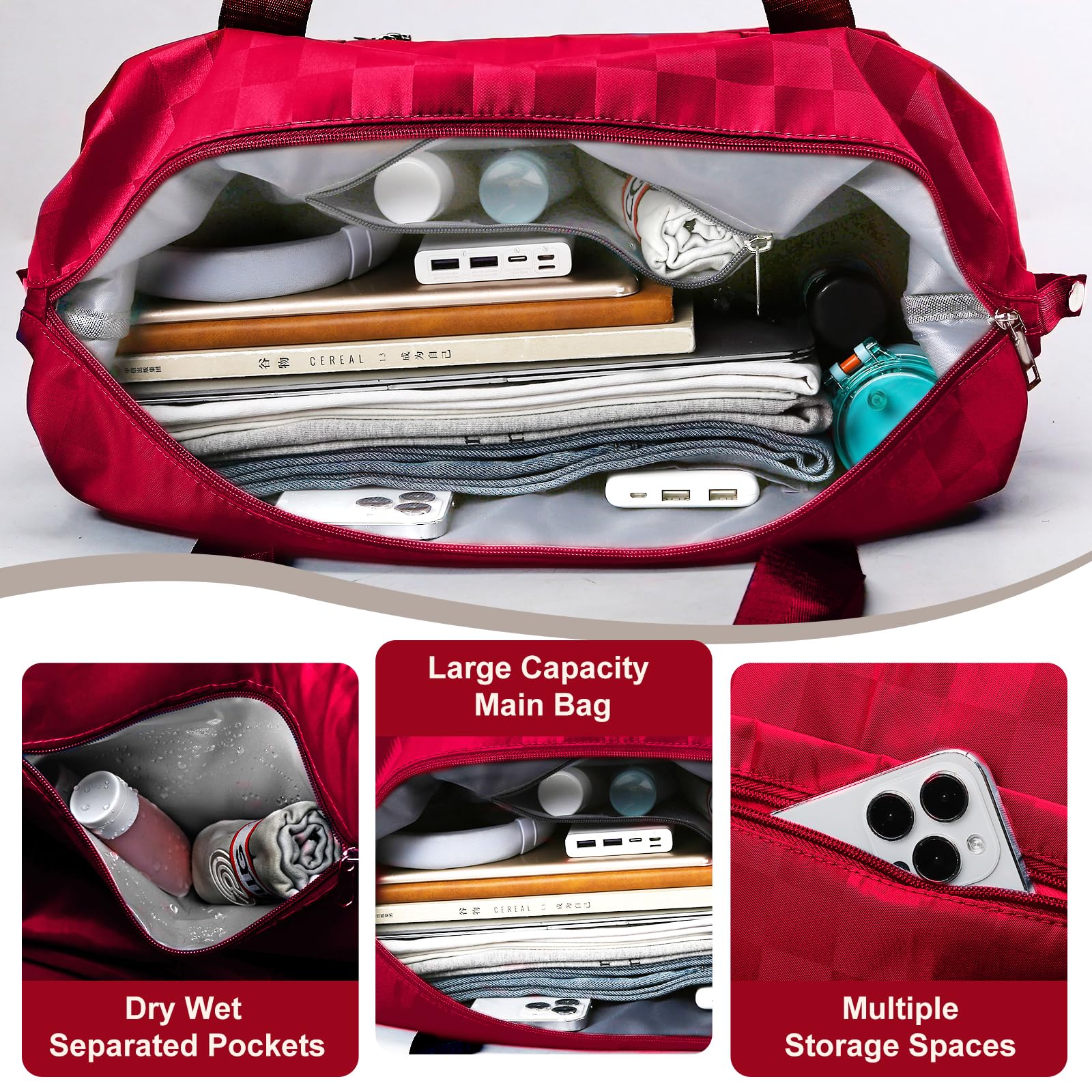 Foldable Travel Duffel Bag with Wheels - Expandable Lightweight Carry On Luggage for Women - Perfect for Air Travel, Gym, Weekend Trips & Outdoor Adventures