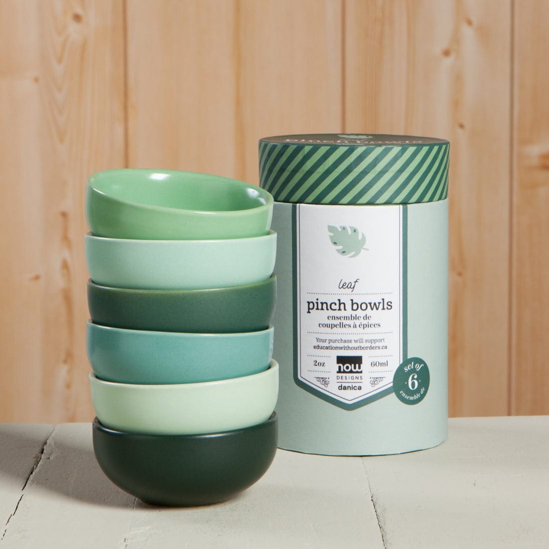Now Designs Leaf Pinch Bowls Set of 6 - Eco-Friendly Small Serving Dishes for Salads, Nuts, Snacks - Perfect for Dinner Parties, Picnics & Home Decor