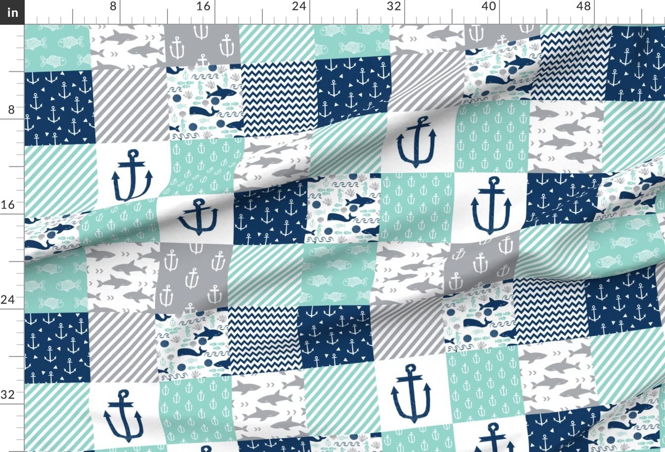 Cute Nautical Printed Minky Fabric by The Yard - Soft Cheater Quilt Wholecloth for Baby Blankets, Quilt Backing & Plush Toys - Perfect for Nursery Decor, DIY Sewing Projects & Cozy Home Crafts