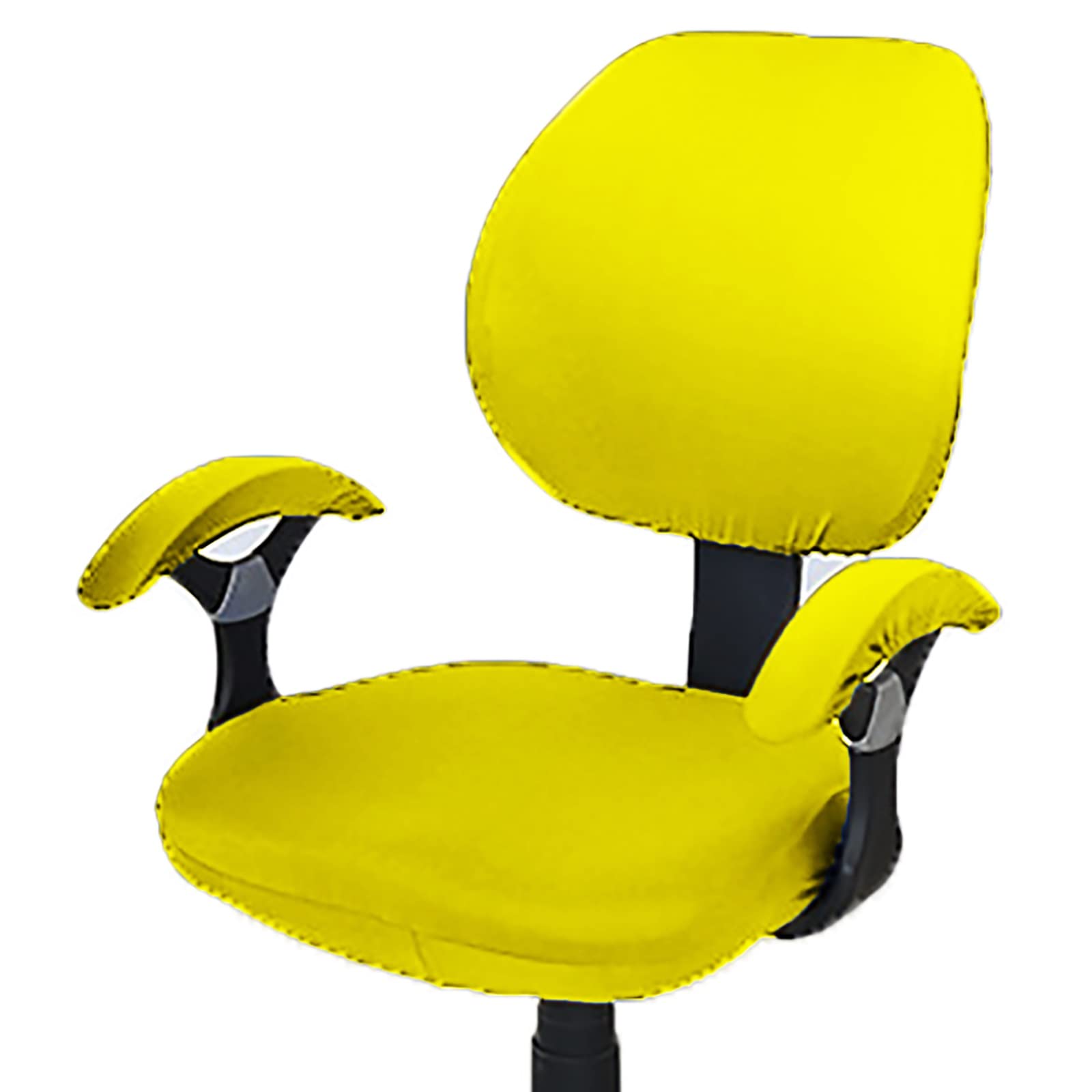 Stretchable Office Chair Cover with Armrest Cover - Breathable Computer Chair Slipcover for High Back Boss Chairs, Desk & Rotating Chairs - Yellow - Perfect for Home Office, Conference Rooms & Workspaces