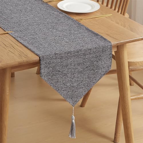 Gray-faux Linen-tassels