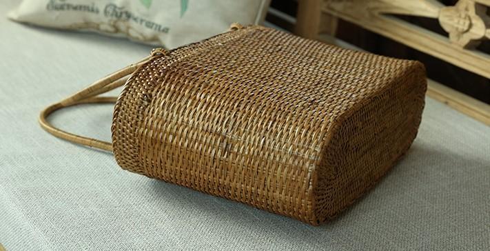 Handmade Rattan Handbag from Indonesia - Eco-Friendly Woven Natural Fiber Small Rustic Purse for Women | Perfect for Beach, Picnic, and Outdoor Adventures
