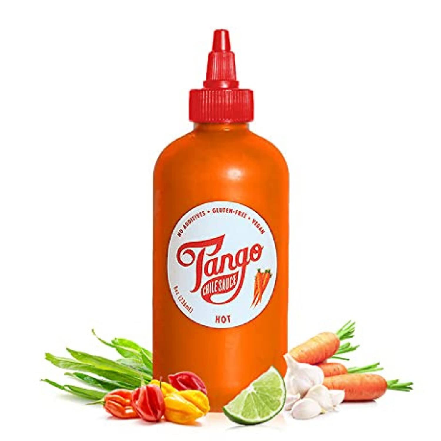 Original Carrot Hot Sauce by HOT TANGO – Spicy Habanero & Scotch Bonnet Peppers with Limes, Garlic, Culantro & Apple Cider Vinegar – 100% Natural, Vegan, Gluten-Free, No Preservatives or Sweeteners – Perfect for Tacos, Wings & Grilling