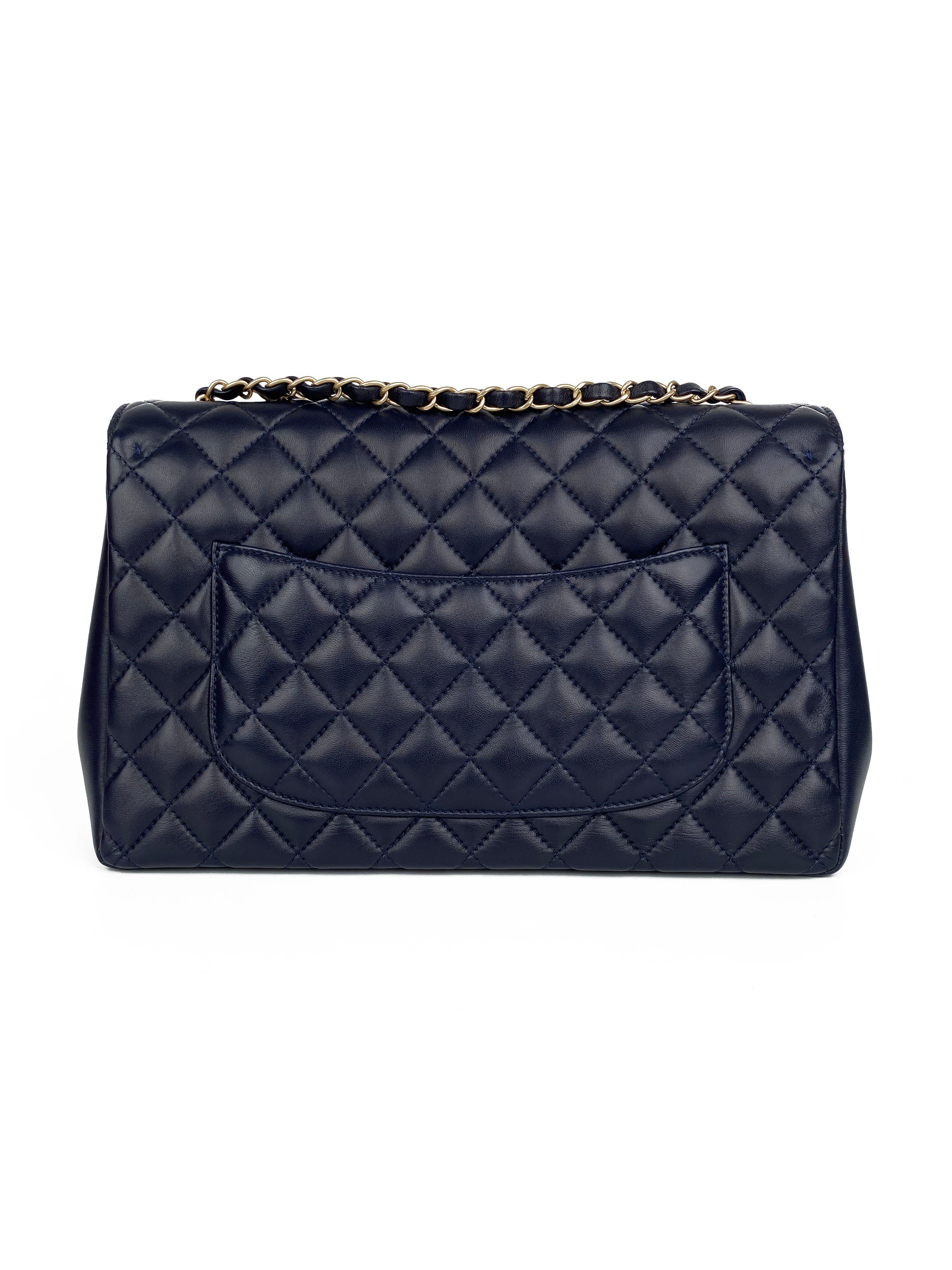 Chanel Navy Blue Jumbo Mademoiselle Chic Flap Bag - Luxury Designer Handbag for Women, Perfect for Work, Evening Events & Special Occasions