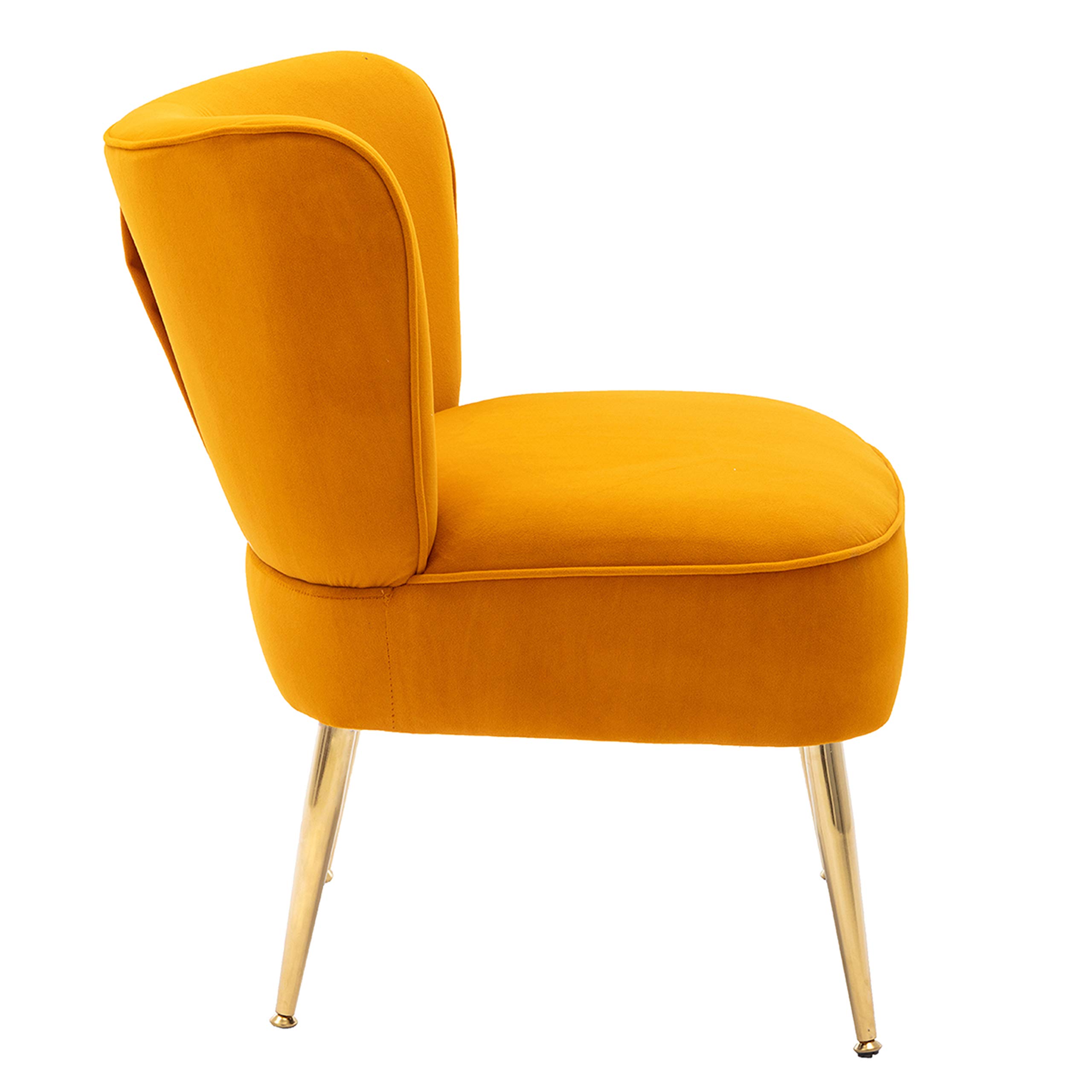 HomVent Velvet Accent Chair - Modern Upholstered Wingback Chair with Golden Metal Legs for Living Room, Bedroom & Vanity | Comfortable Guest Seating & Home Decor (Yellow) - Perfect for Reading Nooks, Lounge Areas & Makeup Stations