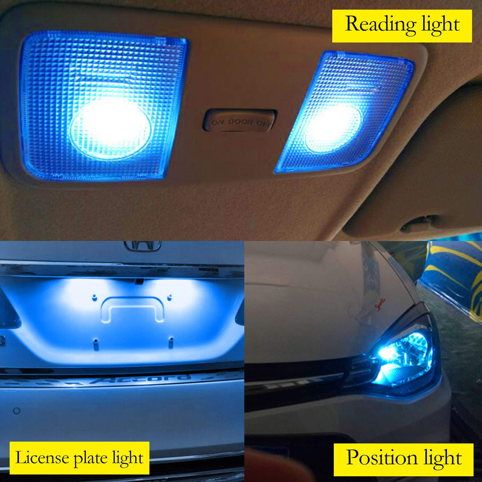 2 Pack T10 168 194 2825 W5W LED License Plate Lights - Super Bright Ice Blue Bulbs for Cars, Trucks, SUVs - Easy Installation & Long Lifespan - Perfect for Night Driving & Enhanced Vehicle Style