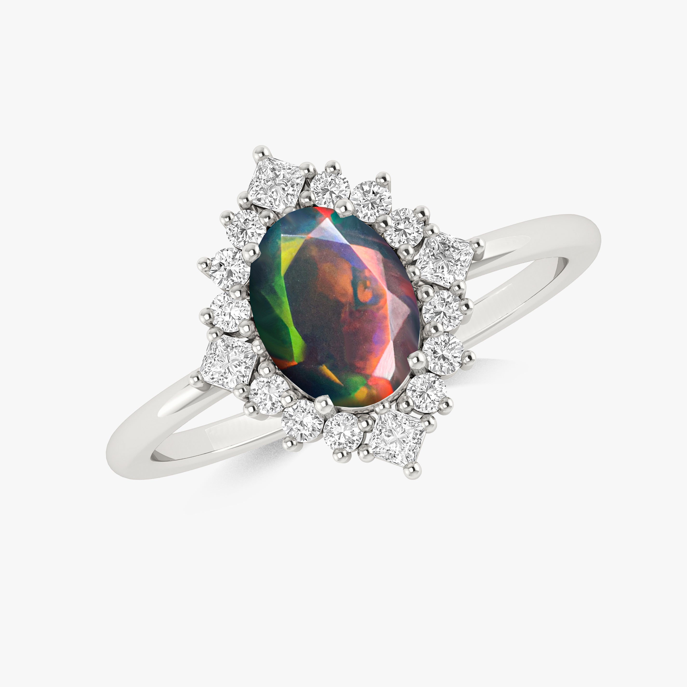 Natural White Ethiopian Opal Fire Faceted Ring for Women - Elegant Jewelry Gift for Wedding, Anniversary & Special Occasions