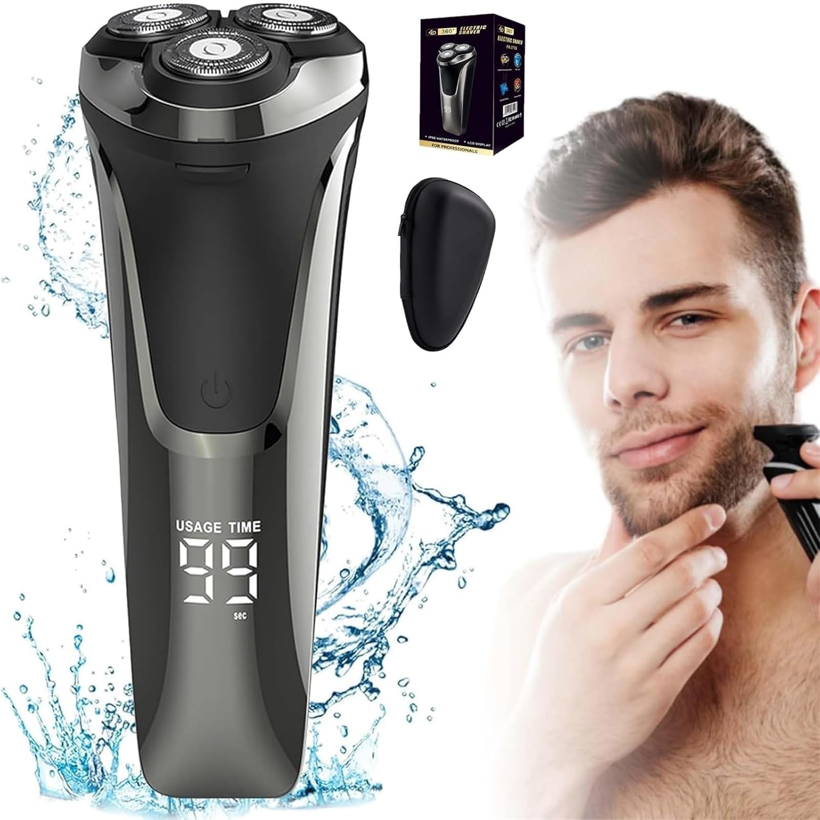 4D Floating Head Electric Razor for Men - Wet & Dry Shaver with Smooth Shaving Technology | Portable & Travel-Friendly | Perfect for Home, Gym & Business Trips