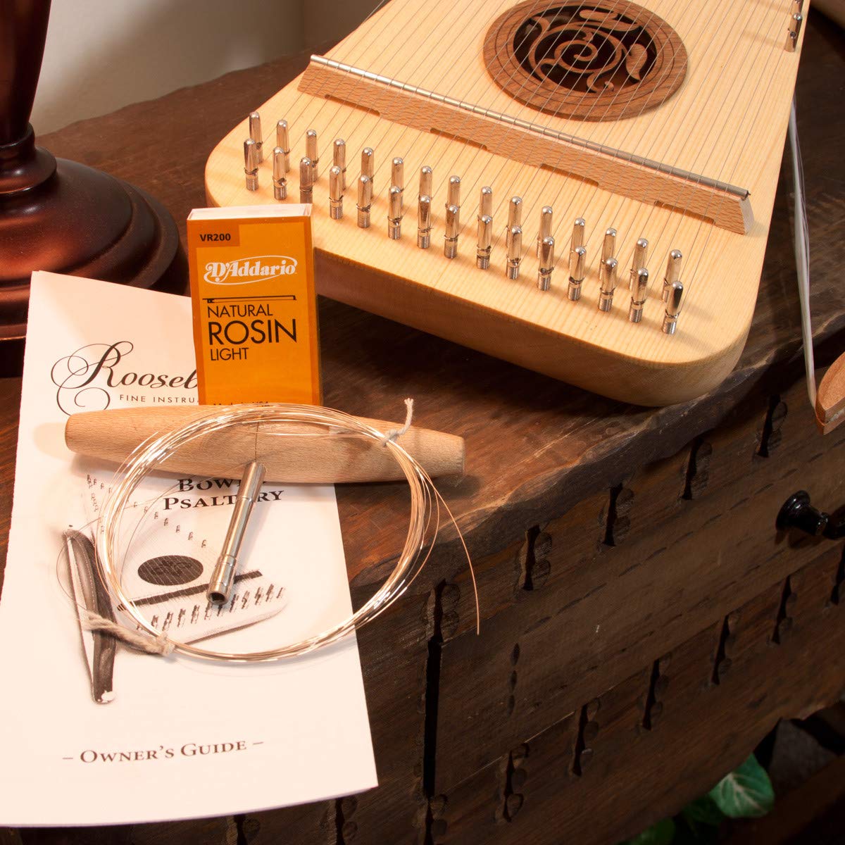 Roosebeck Alto Rounded Psaltery with Extra String Set - Right Hand Musical Instrument for Folk, Celtic & Medieval Music Performances