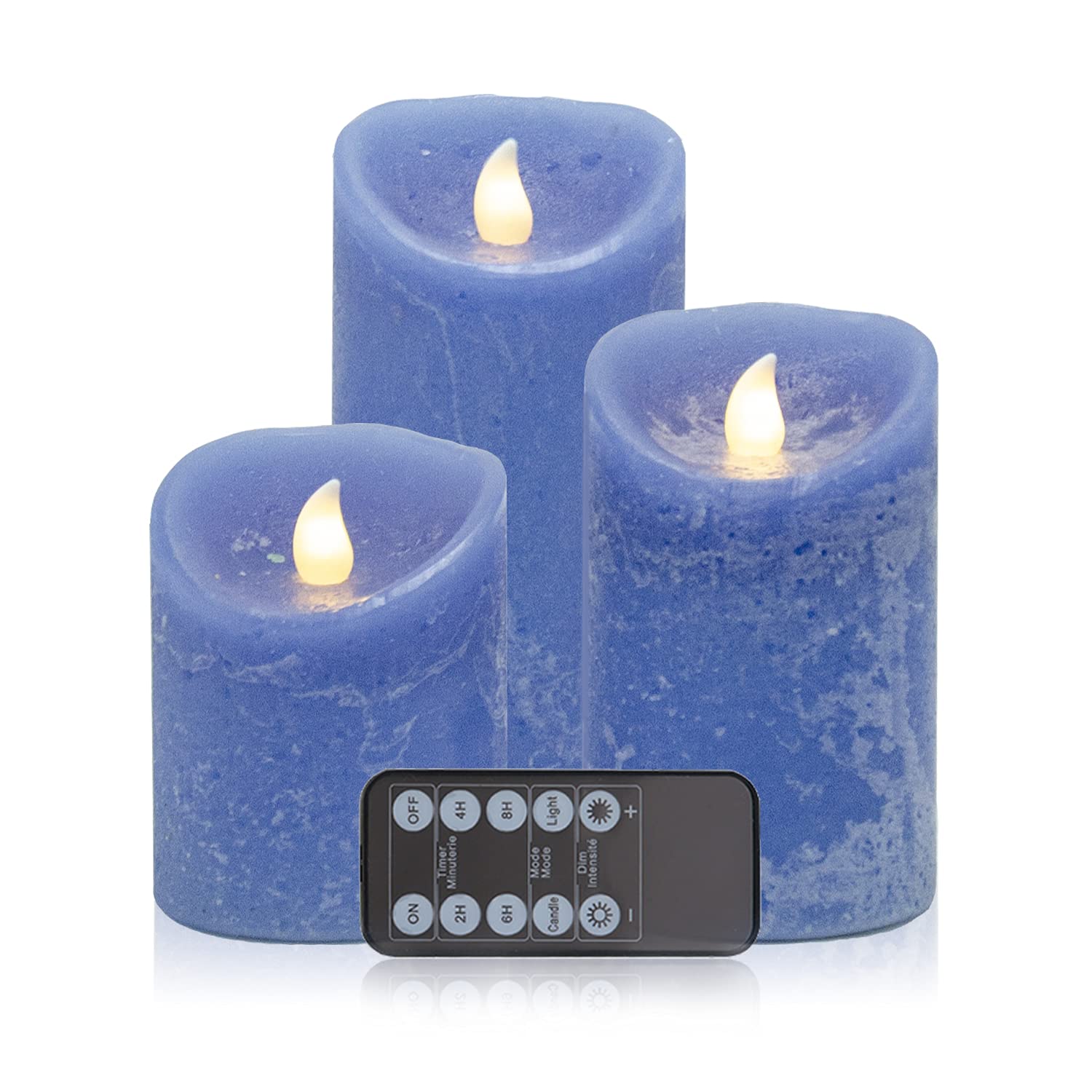Premium Cobalt Blue Flameless LED Candles Set of 3 (4