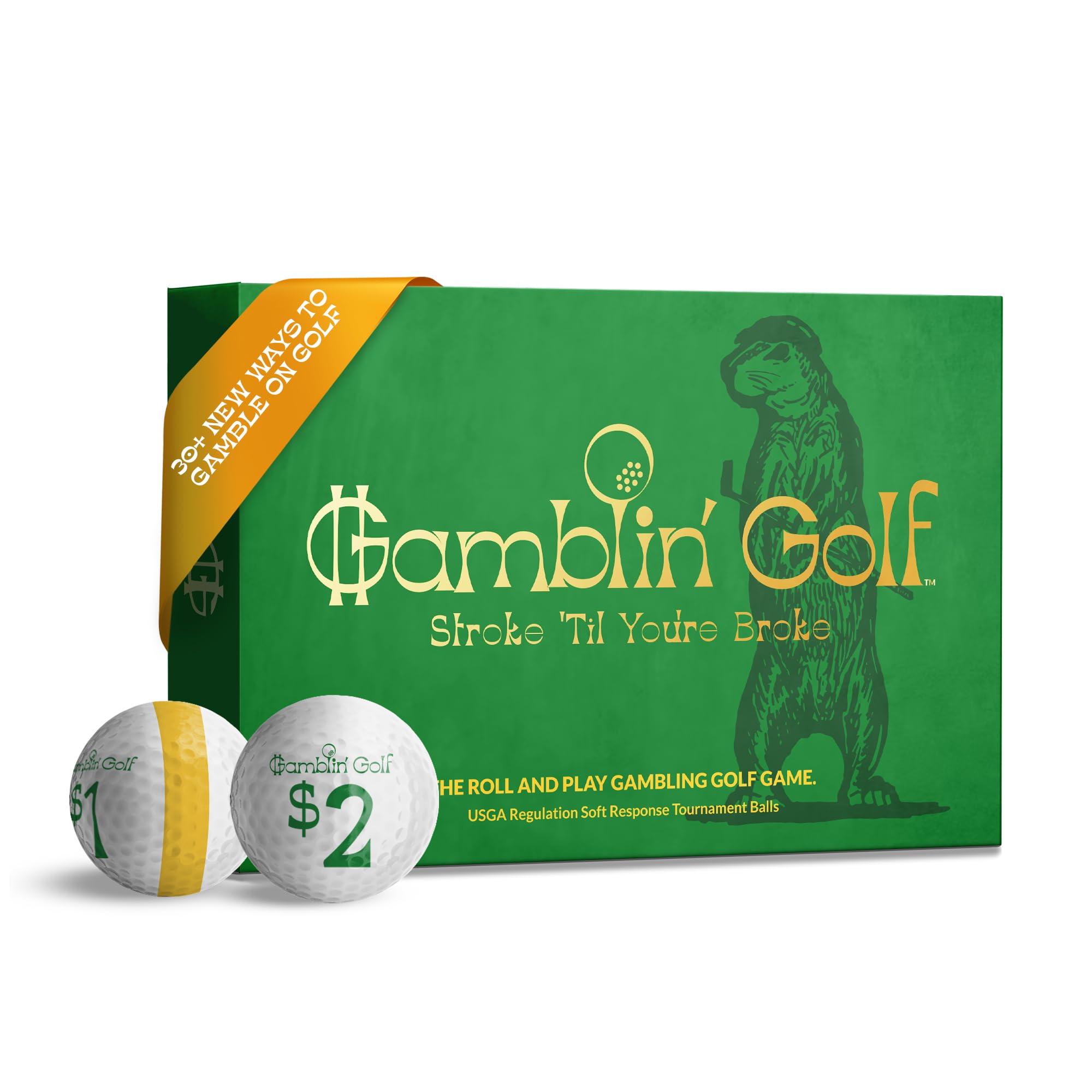 Gamblin' Golf - Fun Casino-Themed Golf Game for Friends - Tournament Performance Soft Response Golf Balls (12-Pack) - Perfect for Golf Parties, Bachelor Events & Casino Night Fundraisers