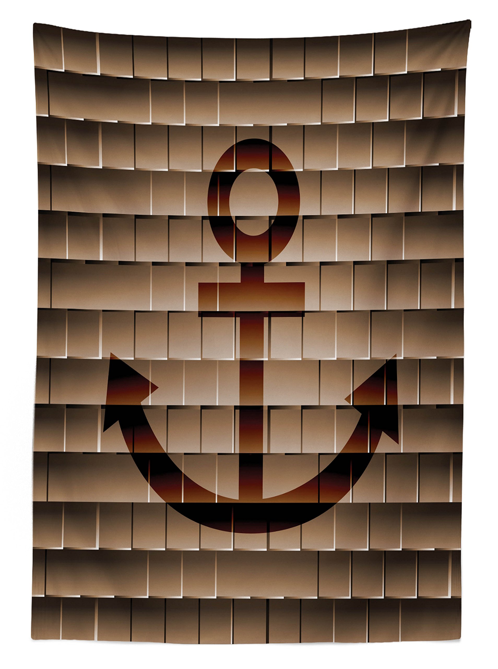 Ambesonne Nautical Anchor Outdoor Tablecloth - Waterproof Washable Picnic Table Cover with Marine Life Print, 58