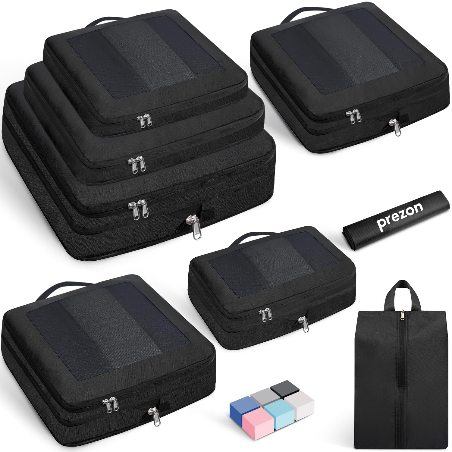 8/6/4 Set Compression Packing Cubes for Travel - Lightweight Luggage Organizer Bags, Durable Suitcase Organizers for Vacation Essentials | Perfect for Business Trips, Family Vacations & Backpacking Adventures