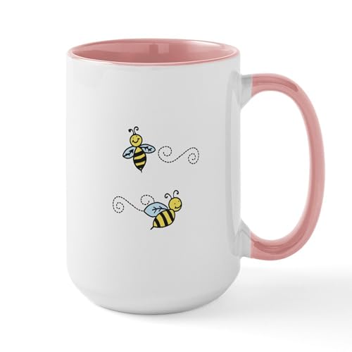 White/Pink Inside - Bees Mugs