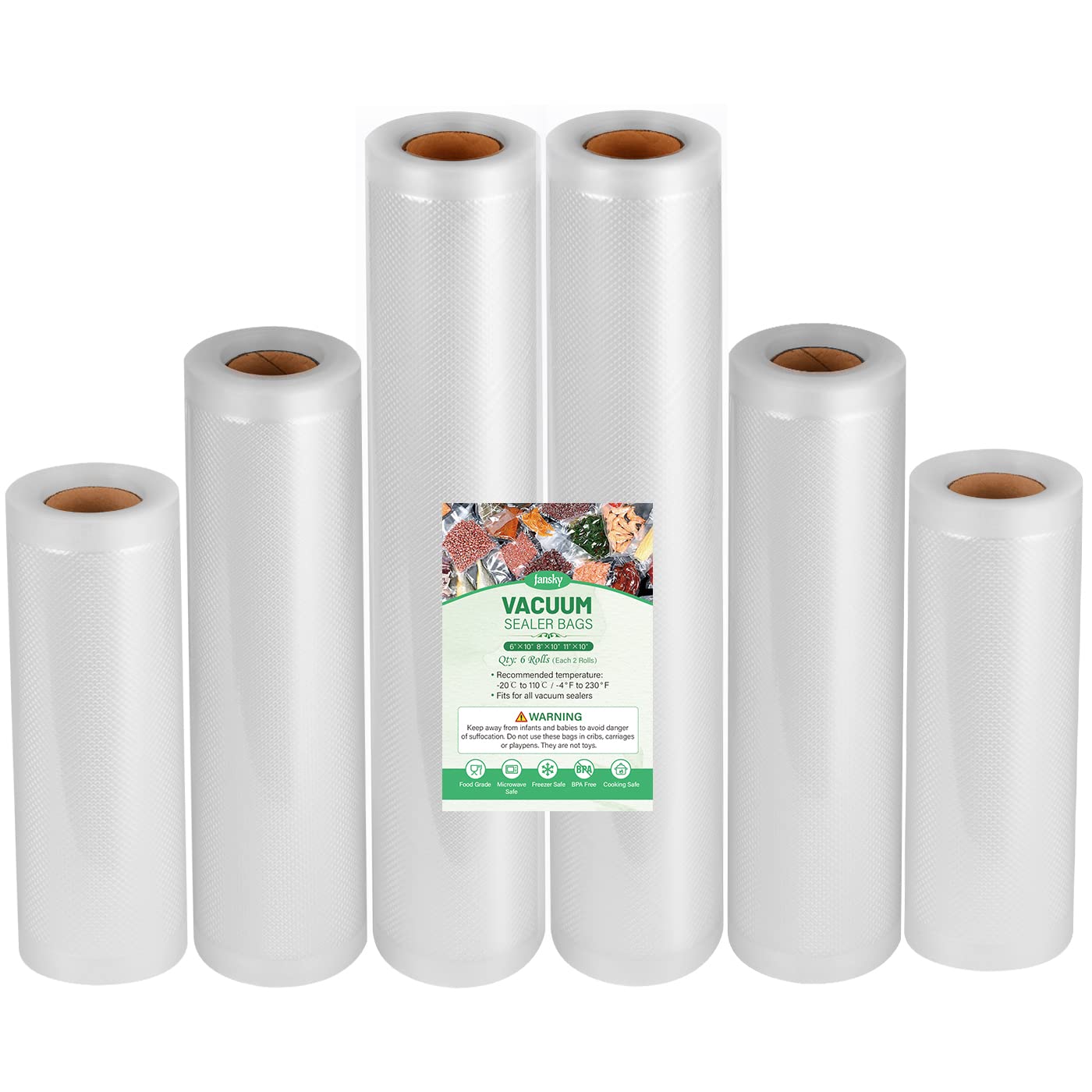 Premium BPA-Free Vacuum Sealer Bags Rolls - 6 Rolls (6