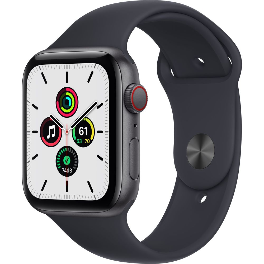 Apple Watch SE GPS + Cellular 44mm Space Gray Aluminum Case with Midnight Sport Band - MKRR3LL/A | Smartwatch for Fitness Tracking, Notifications & Calls | Perfect for Running, Swimming & Daily Wear