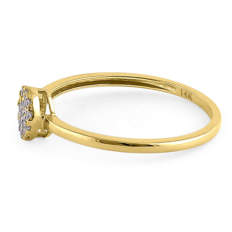 14K Solid Yellow Gold Round Cluster CZ Ring for Women - Elegant Cubic Zirconia Statement Jewelry for Parties, Weddings & Special Occasions