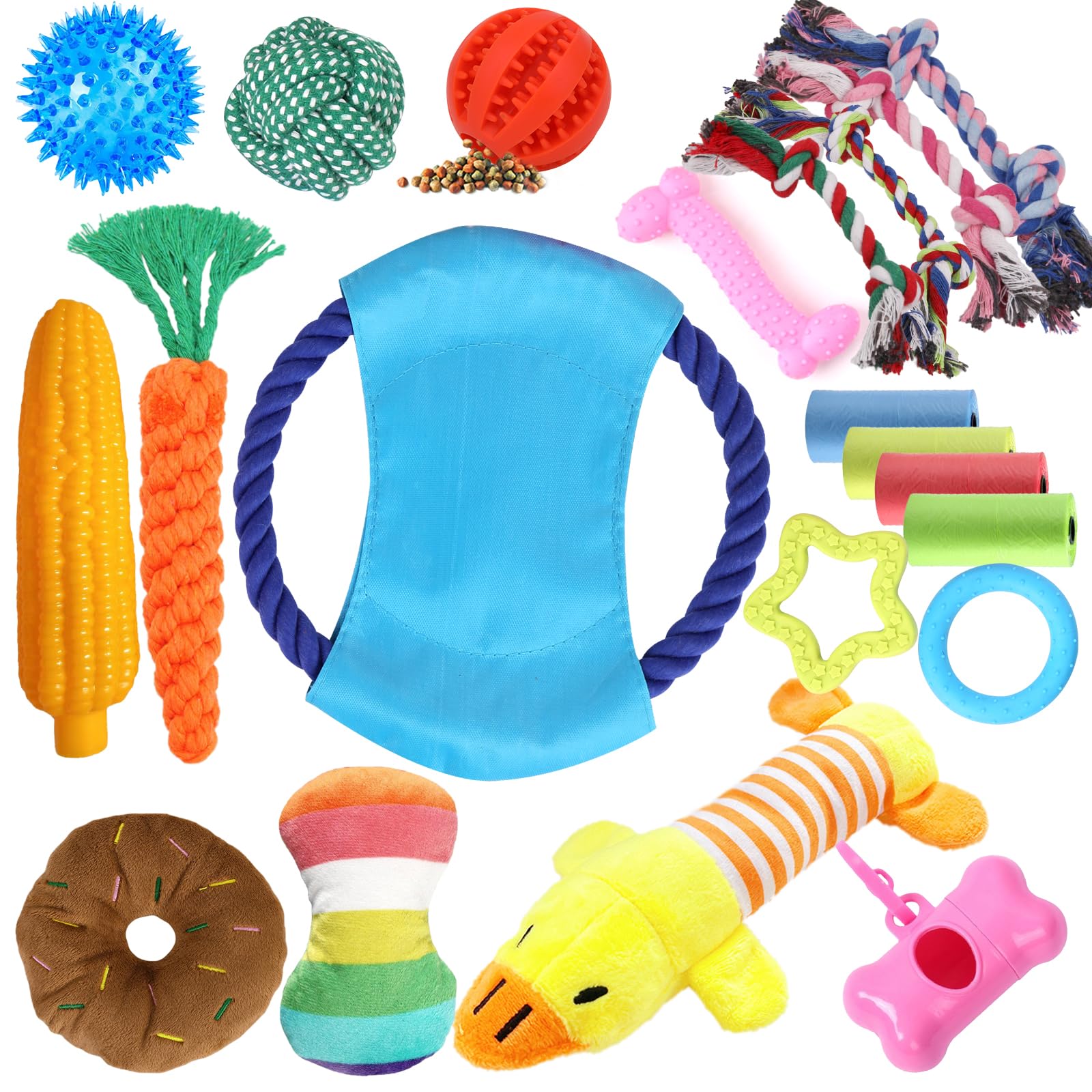 21 Pack Puppy Toys for Small Dogs - Teething & Chew Toys with Squeaky Plush & Rope for Interactive Play | Perfect for Puppy Training, Boredom Relief & Dental Health