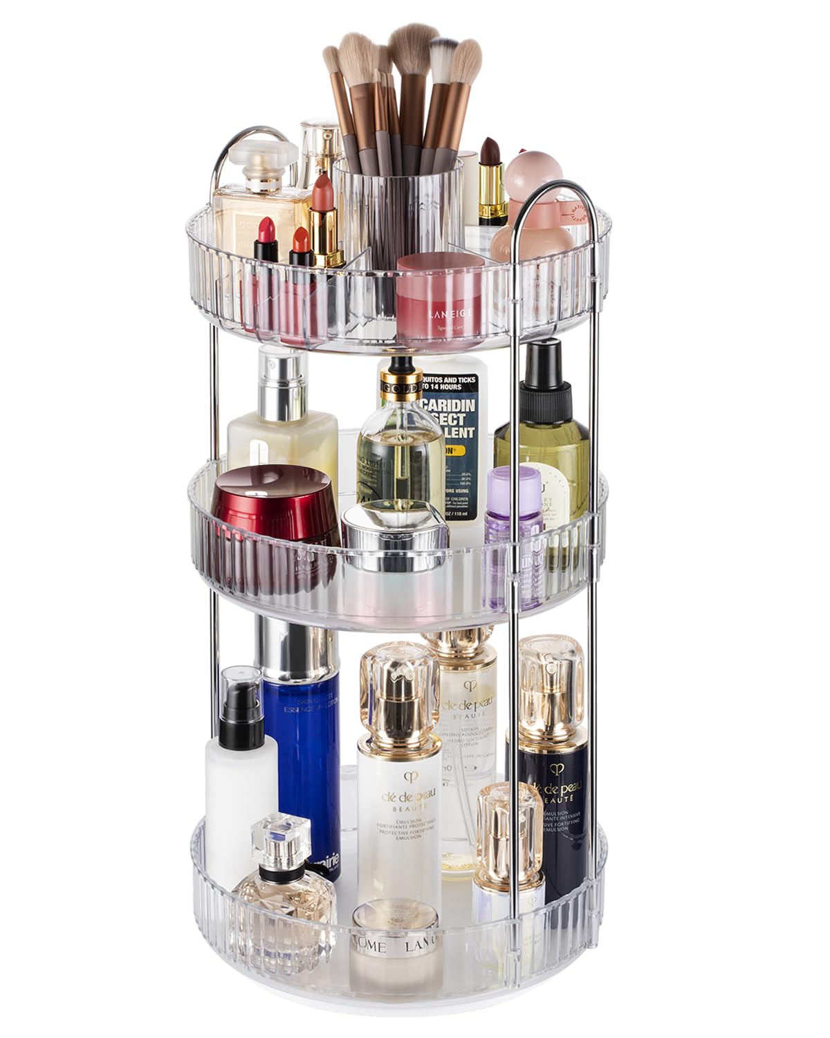360° Rotating Makeup Organizer with Storage - Bathroom Counter & Skincare Organizer for Cosmetics, Brushes, and Beauty Products - Perfect for Vanity, Dressing Table, and Travel Use