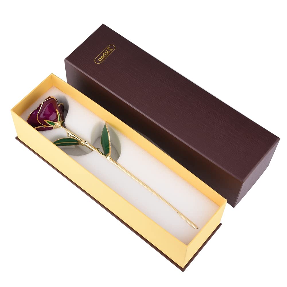 24k Gold Dipped Real Rose in Gift Box with Certificate - Perfect Birthday, Anniversary, Valentine's Day Gift for Her - Romantic Home Decor & Luxury Present Idea
