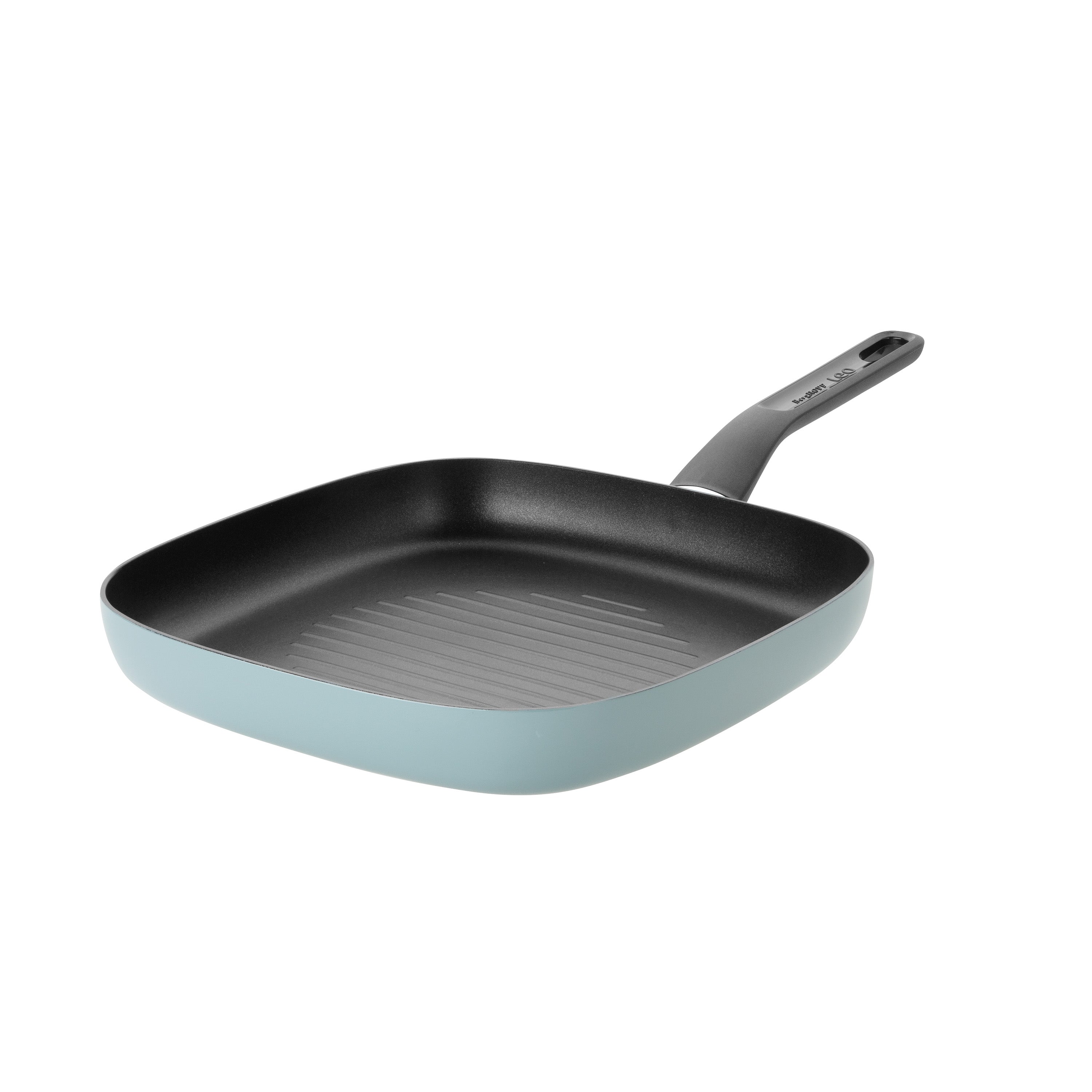 BergHOFF 10.25 Inch Slate Non-Stick Aluminum Grill Pan for Stovetop & Oven Use - Perfect for Grilling Steaks, Vegetables & Burgers Indoor
