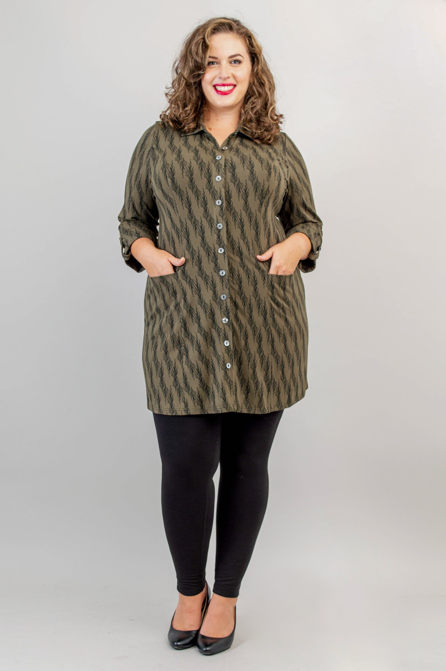 Charlie Tunic in Cedar Forest Bamboo Print - Women's Flowy Casual Top for Summer | Perfect for Beach Outings, Brunch Dates & Boho Style