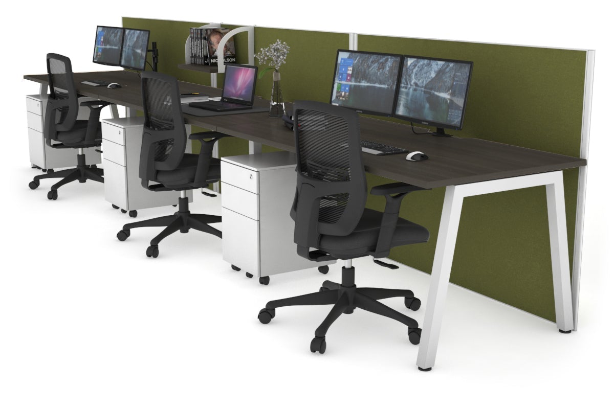 Horizon Quadro 3-Person Office Workstation - 1200L x 800W with Cable Management | Modern Office Desk for Collaborative Workspaces & Team Meetings
