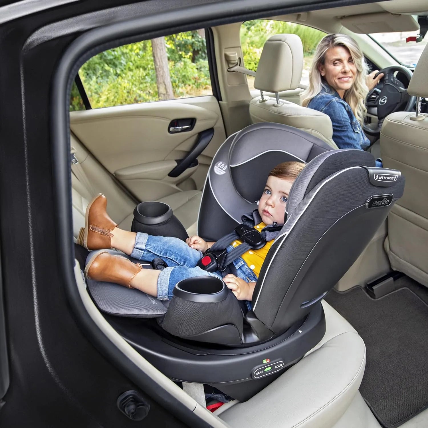 Revolve 360 All-in-One Convertible Car Seat for Toddlers & Infants - Amherst Grey | 360° Swivel Rotation, Extended Rear-Facing, Easy Installation | Perfect for Travel, School Drop-offs & Family Road Trips