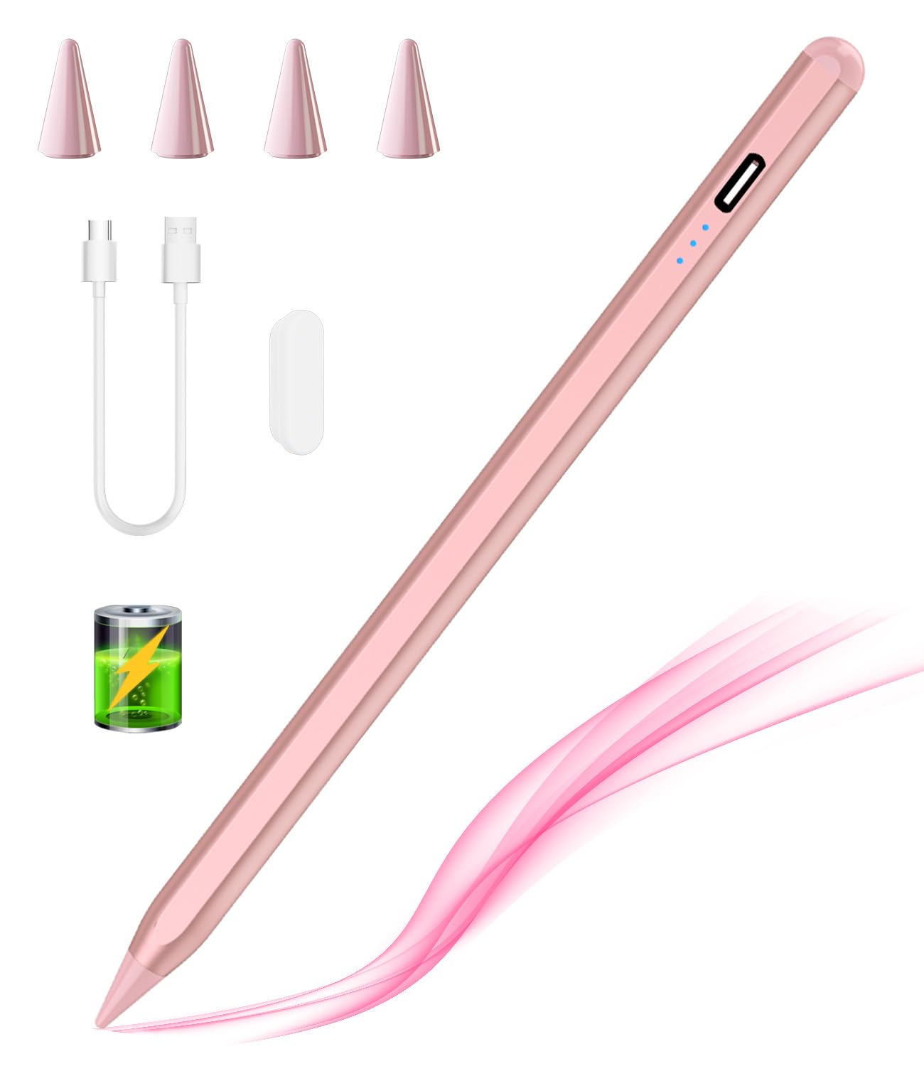Premium Stylus Pen for iPad 10th/9th Gen, iPad Air 5/4/3, iPad Pro 11/12.9 Inch - Magnetic Apple Pencil Alternative with Palm Rejection & Tilt Sensitivity (Rose Gold) - Perfect for Digital Art, Note-Taking & Professional Design Work