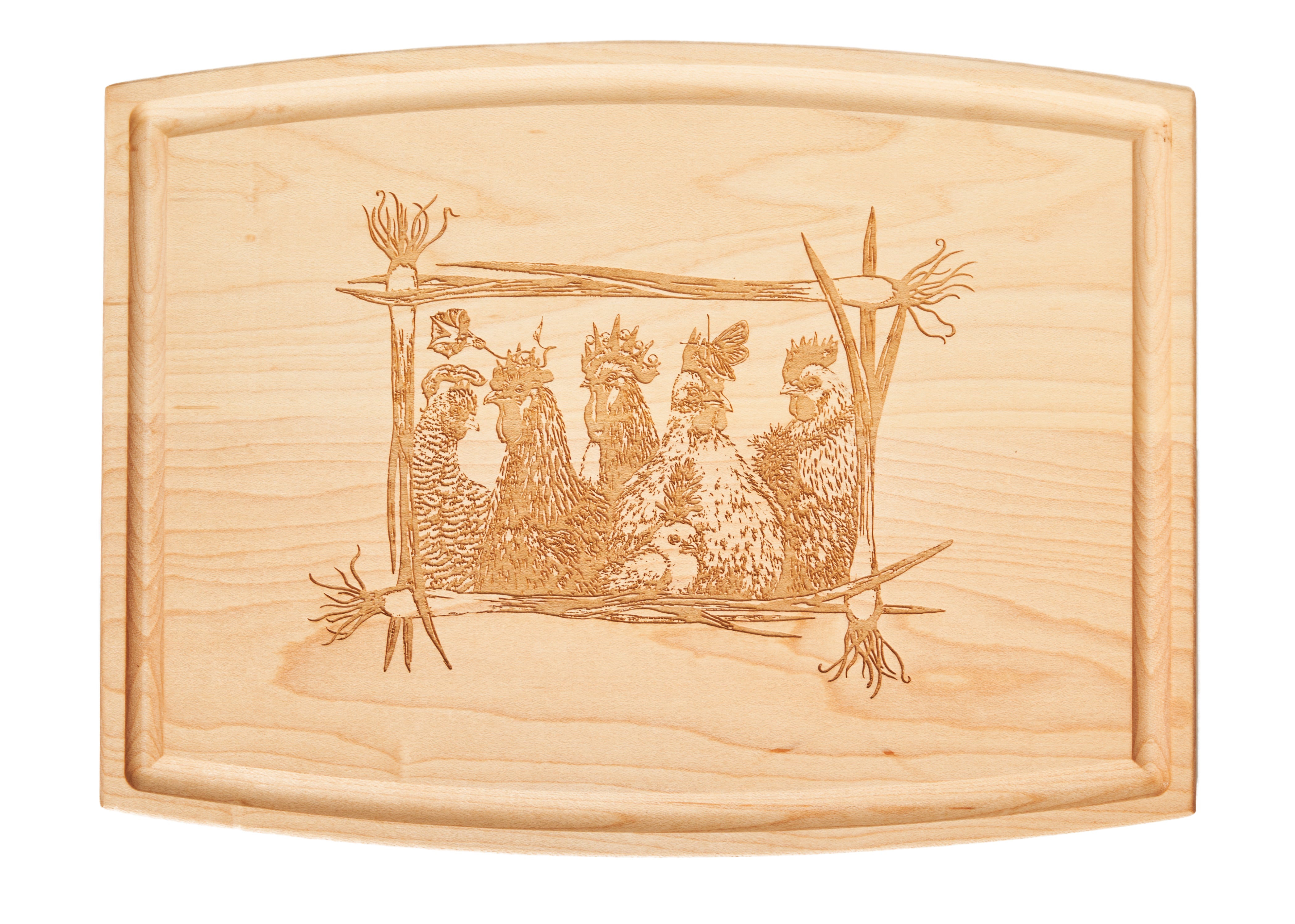 Vicki Sawyer Party at the Coop Maple Wood Cheeseboard 12 x 9 - Elegant Serving Tray for Cheese, Charcuterie & Entertaining - Perfect for Dinner Parties, Wine Nights & Holiday Gatherings