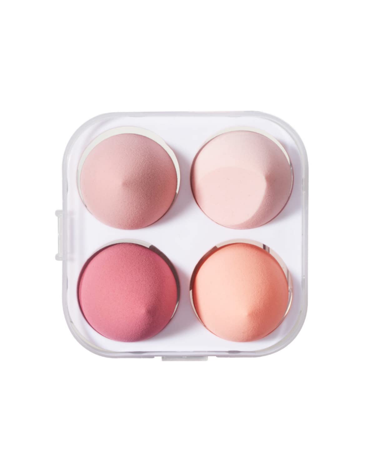 4-Piece Latex-Free Makeup Sponge Blender Set with Holder - Beauty Blender for Liquid Foundation, Powder, Sunscreen & Cream - Pink | Perfect for Flawless Makeup Application & Travel