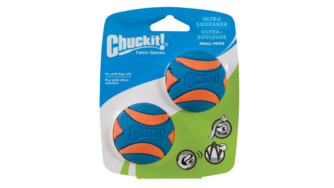 ChuckIt! Ultra Squeaker Ball for Small Dogs - 2 Pack - Durable Fetch Toy for Indoor & Outdoor Play, Training & Bonding with Your Pet