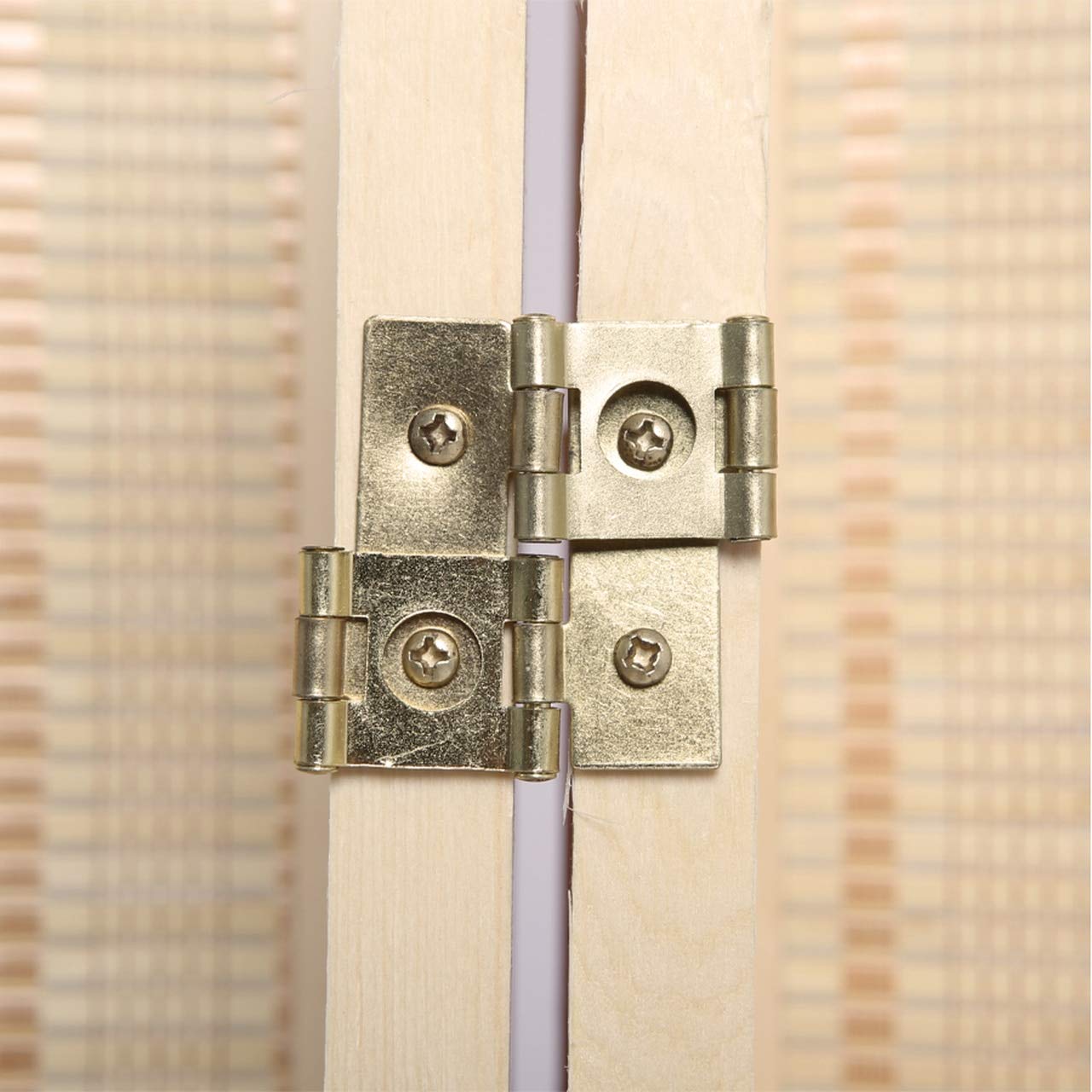 Legacy Decor 4 Panel Natural Wood & Bamboo Woven Room Divider Screen - Privacy Partition for Bedroom, Living Room, Office & Studio Decor