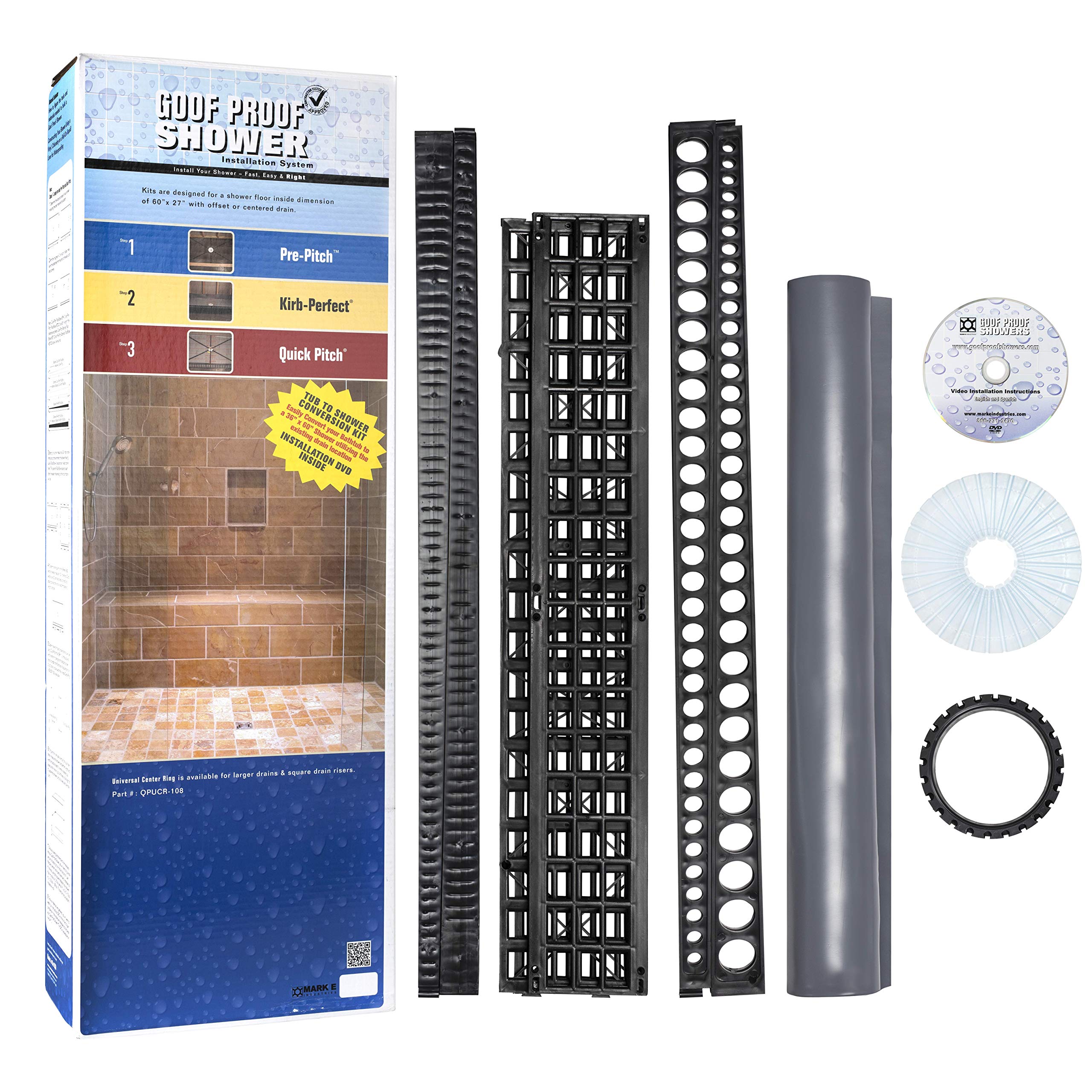 Bathtub to Shower Conversion Kit with Waterproof Pan Liner - SSCK-701 Deluxe Goof Proof Shower System for Easy Bathroom Remodeling | Perfect for Home Renovation & Accessibility Upgrades