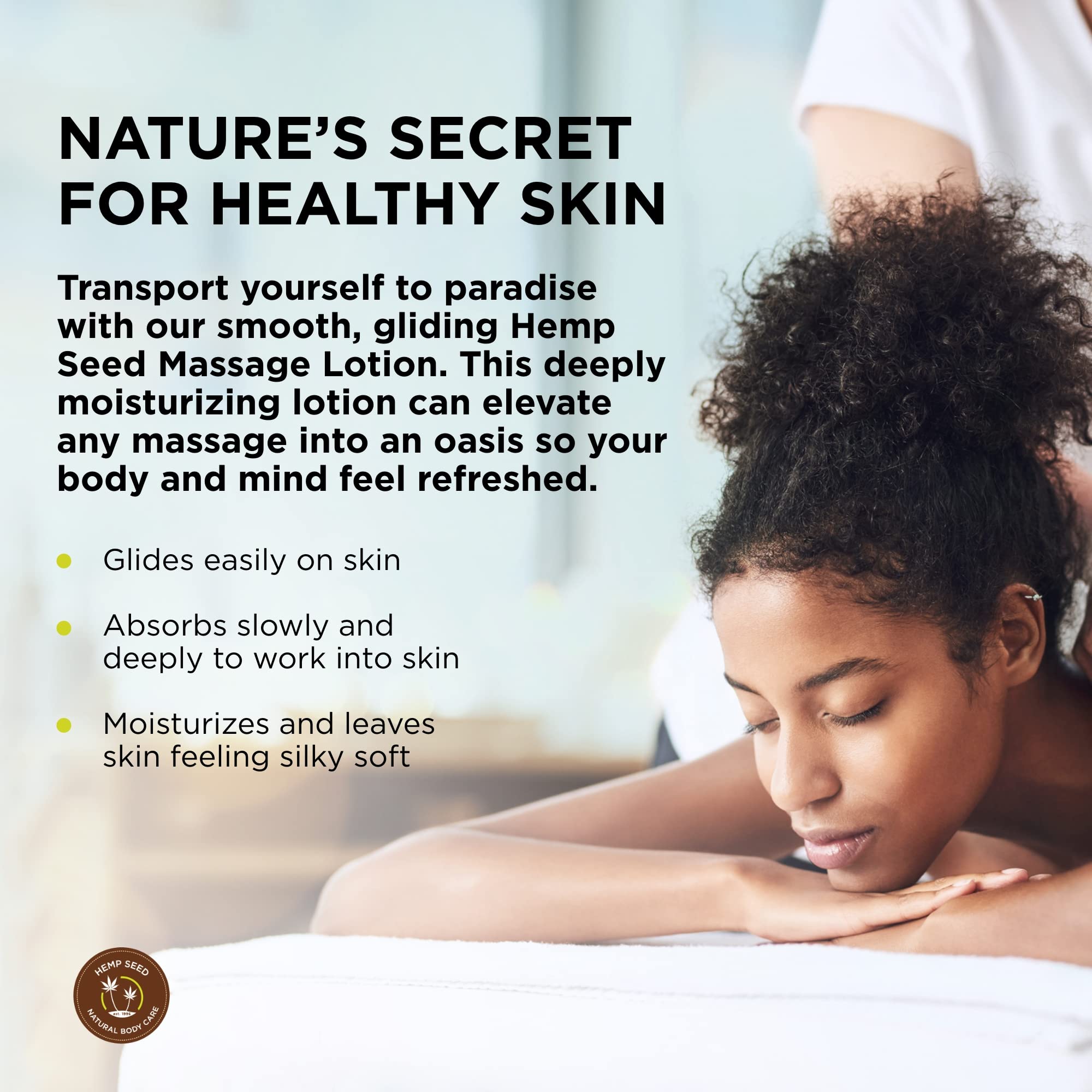 Organic Hemp Seed Massage Lotion - 8 oz | Deep Moisturizing Body Lotion for Dry Skin | Slow-Absorbing, Non-Greasy Formula | Vegan & Cruelty-Free | Perfect for Couples Massage & Spa Nights