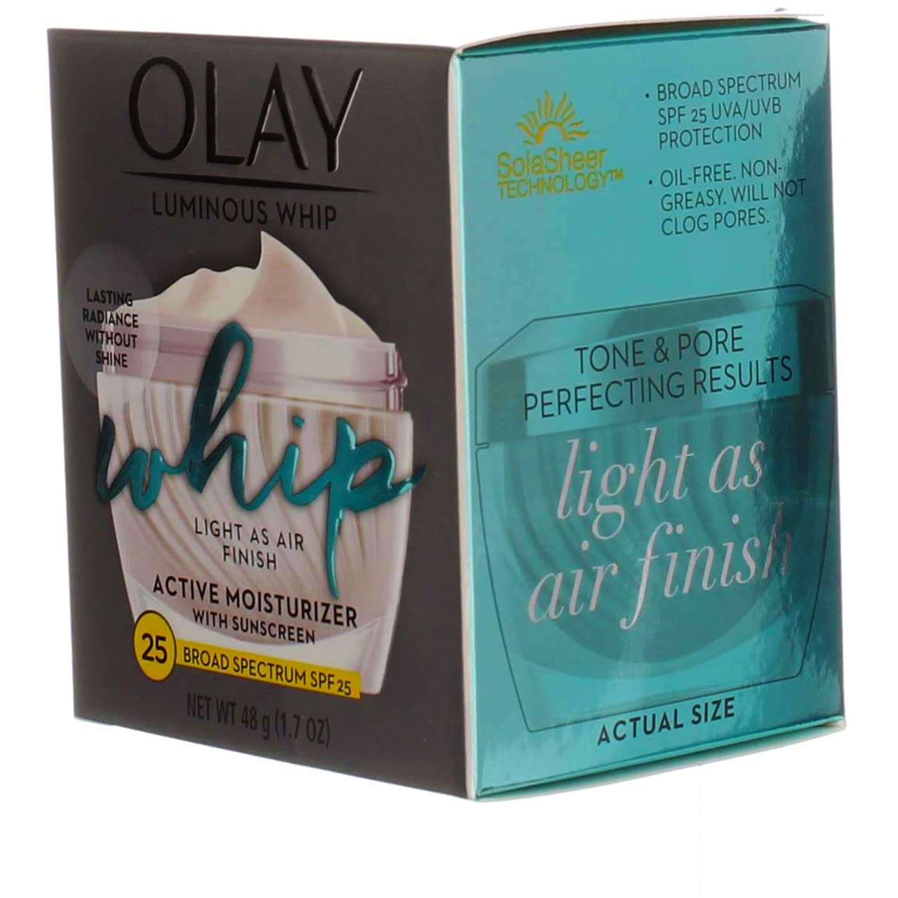 Olay Luminous Whip Active Moisturizer with SPF 25 - 1.7 oz (50ml) - 3 Pack - Lightweight Hydrating Face Cream for Daily Sun Protection & Glowing Skin - Perfect for Morning Skincare Routine & Outdoor Activities