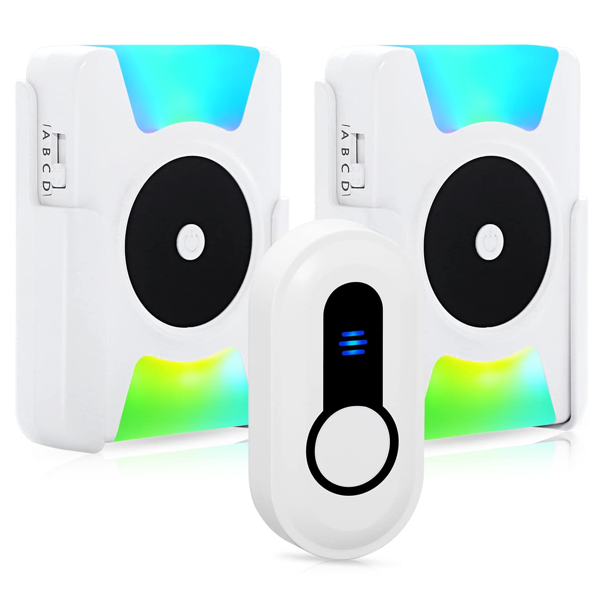 Wireless Doorbell with Vibrating Alert & LED Flashing - Battery Operated Door Chime Kit for Home, Hearing Impaired - 4 Working Modes & 5 Volume Levels - Perfect for Apartments, Offices & Elderly Care