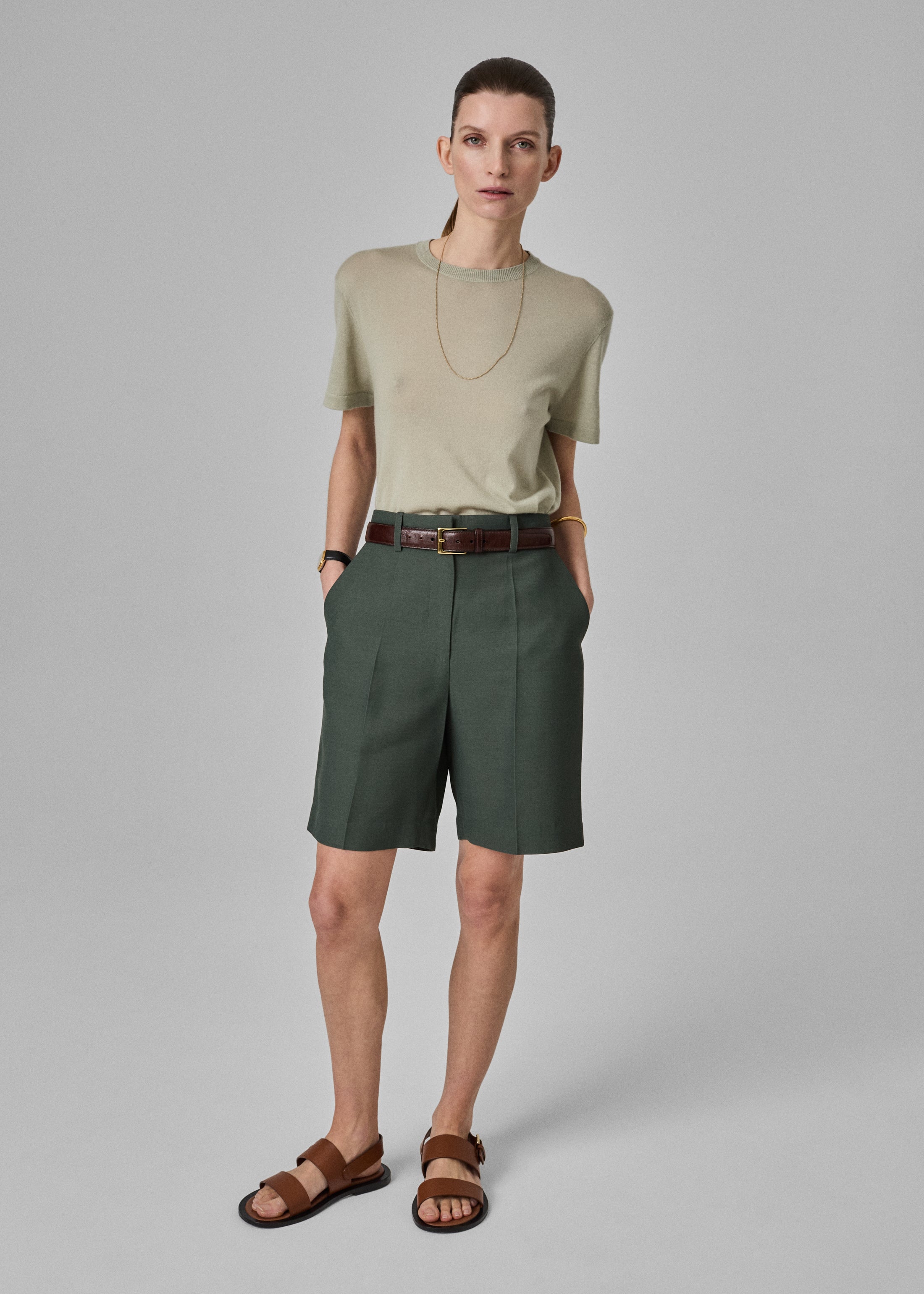 Premium Tailored Bermuda Shorts for Men - Comfortable Pistachio Green Casual Shorts - Perfect for Summer, Beach, and Outdoor Activities