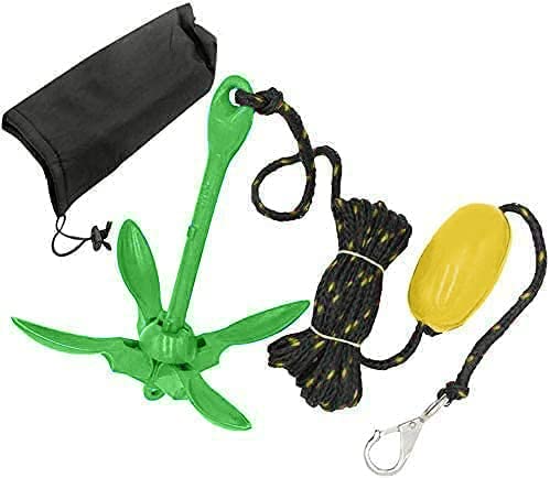 7 lb Marine Green Folding Kayak Anchor Kit with 50 ft Rope - Perfect for Fishing Kayaks, Canoes, Jet Skis, SUP Paddle Boards & Small Boats | Secure Your Watercraft in Lakes, Rivers & Coastal Areas