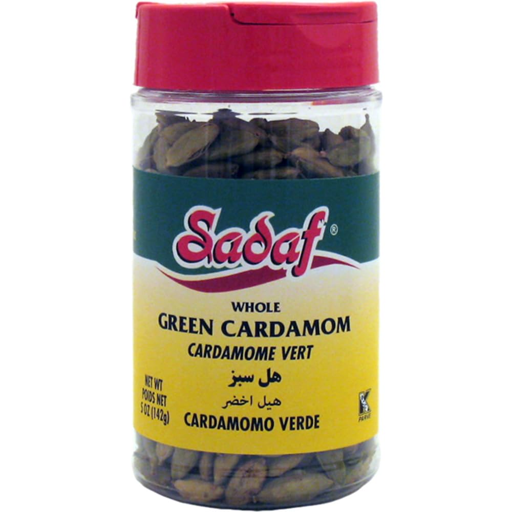 Premium Sadaf Whole Green Cardamom Pods - 5oz Bottle with Shaker Top for Cooking, Baking & Seasoning - Authentic Middle Eastern Spice for Chai, Desserts & Savory Dishes - Ideal for Home Chefs & Tea Lovers