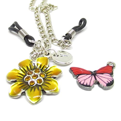 Personalized Eyeglass Chain for Women - Sunflower & Butterfly Design Glasses Lanyard | Perfect for Reading, Driving, and Outdoor Activities