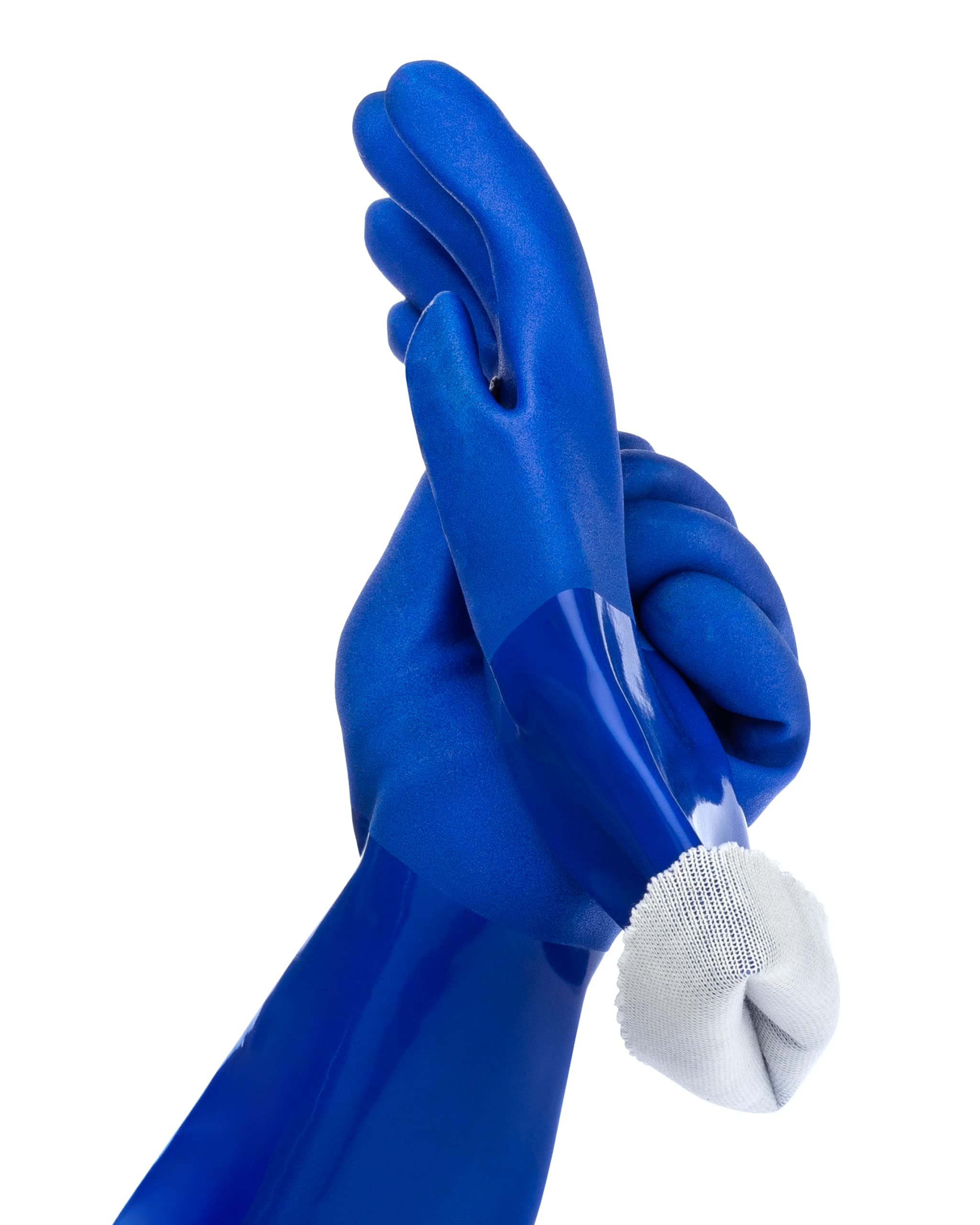 Premium Cotton-Lined PVC Rubber Gloves for Kitchen, Dishwashing, Cleaning & Painting - Anti-Slip, Extra Thick, Durable - Ideal for Household Chores, Pet Care & DIY Projects (Small, Blue)