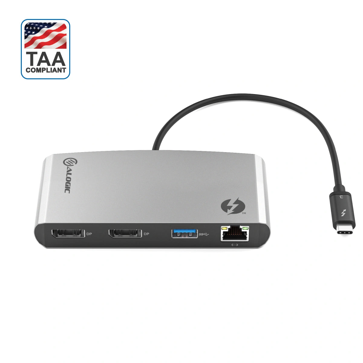 Thunderbolt 3 Dual DisplayPort Docking Station - 4K Ultra HD, Portable USB-C Hub for MacBook Pro/Air, Dell XPS, HP - Dual Monitor Setup for Home Office & Gaming