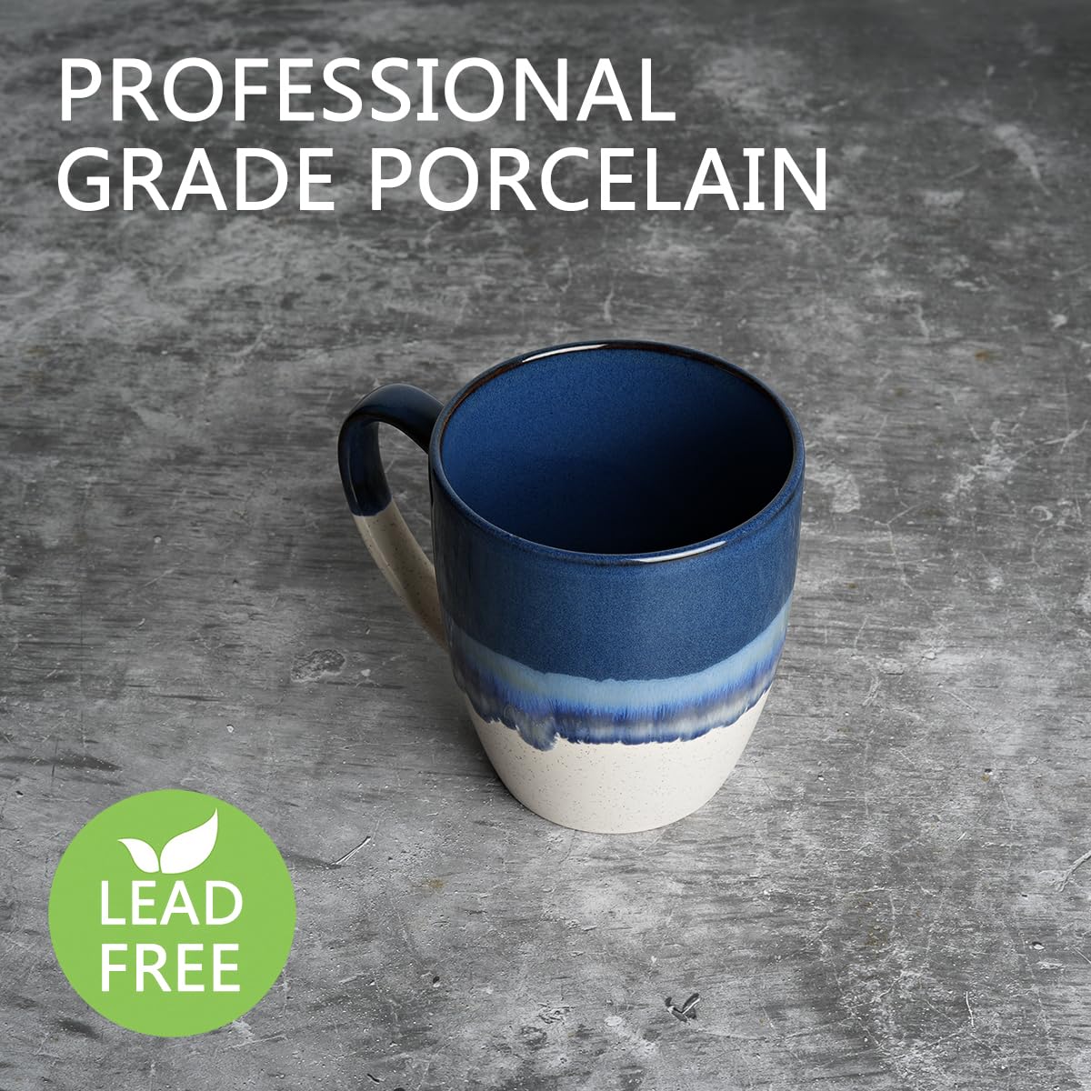 Bosmarlin 17 Oz Ceramic Coffee Mug Set of 4 - Large Handle, Microwave & Dishwasher Safe - Unique Reactive Glaze Design - Perfect for Home, Office & Gifts