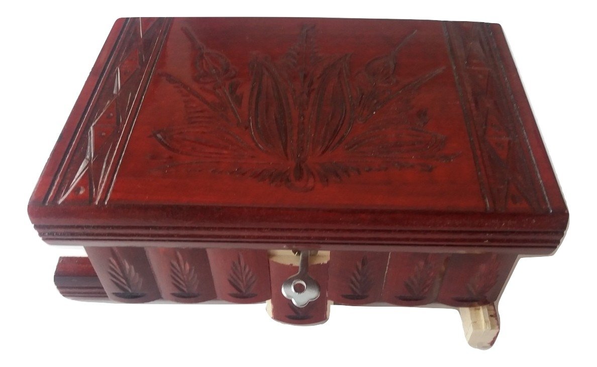 Magic Puzzle Jewelry Box - Hand Carved Wooden Secret Box with Tricky Brain Teaser Design (Special Red) | Perfect for Gift Giving, Treasure Storage & Home Decor